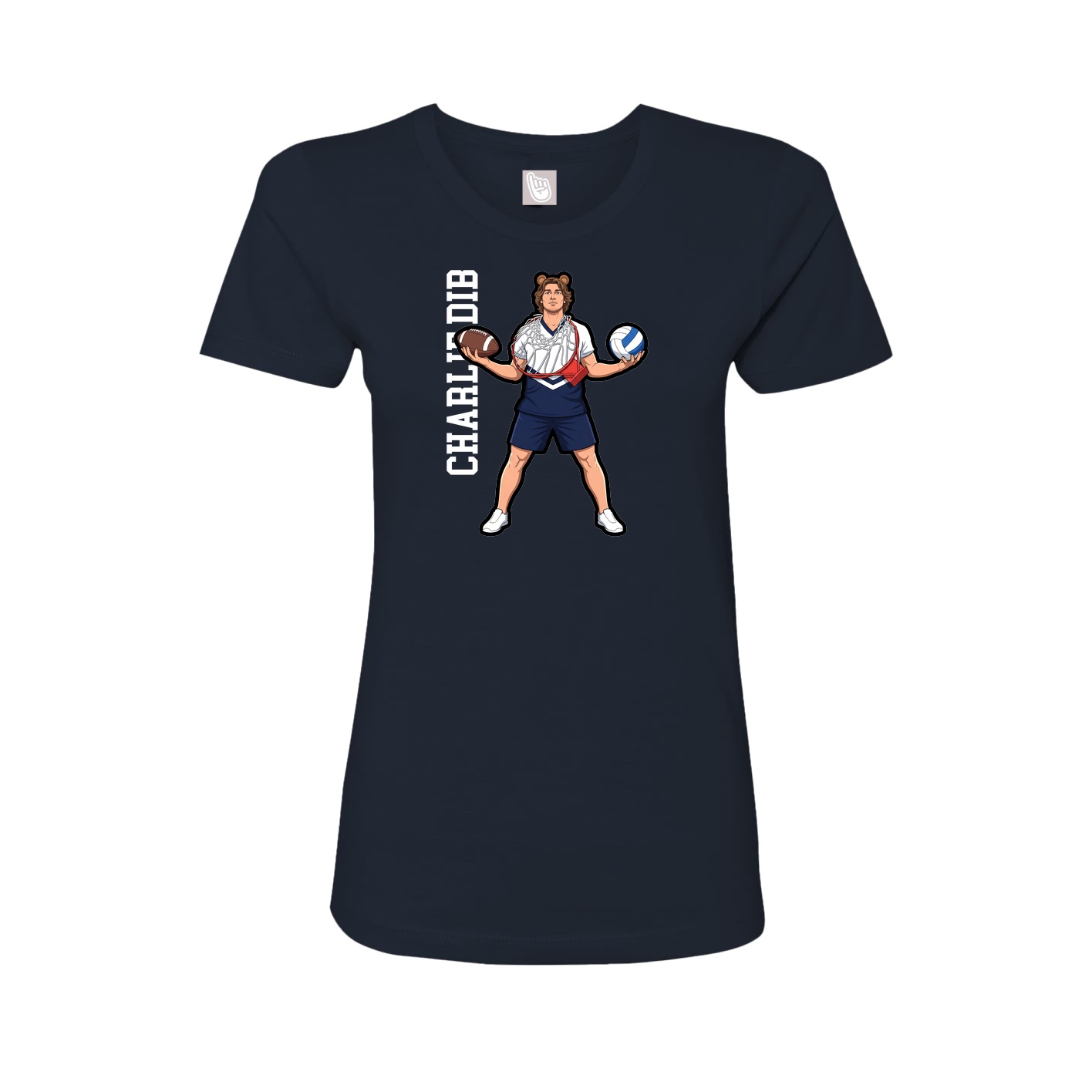 Fitted Women's Tee — Name Vertical in Navy