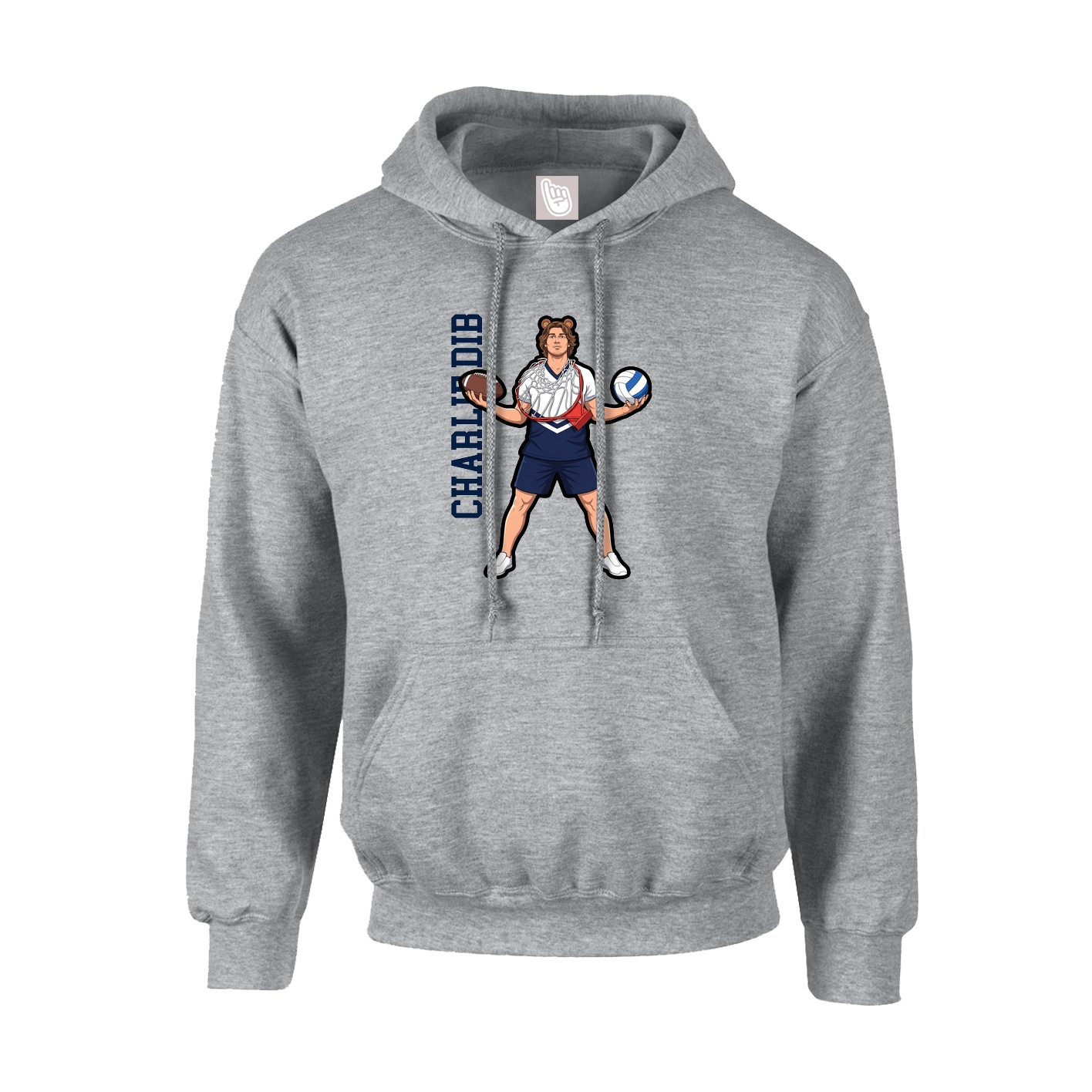 Hoodie — Name Vertical in Grey