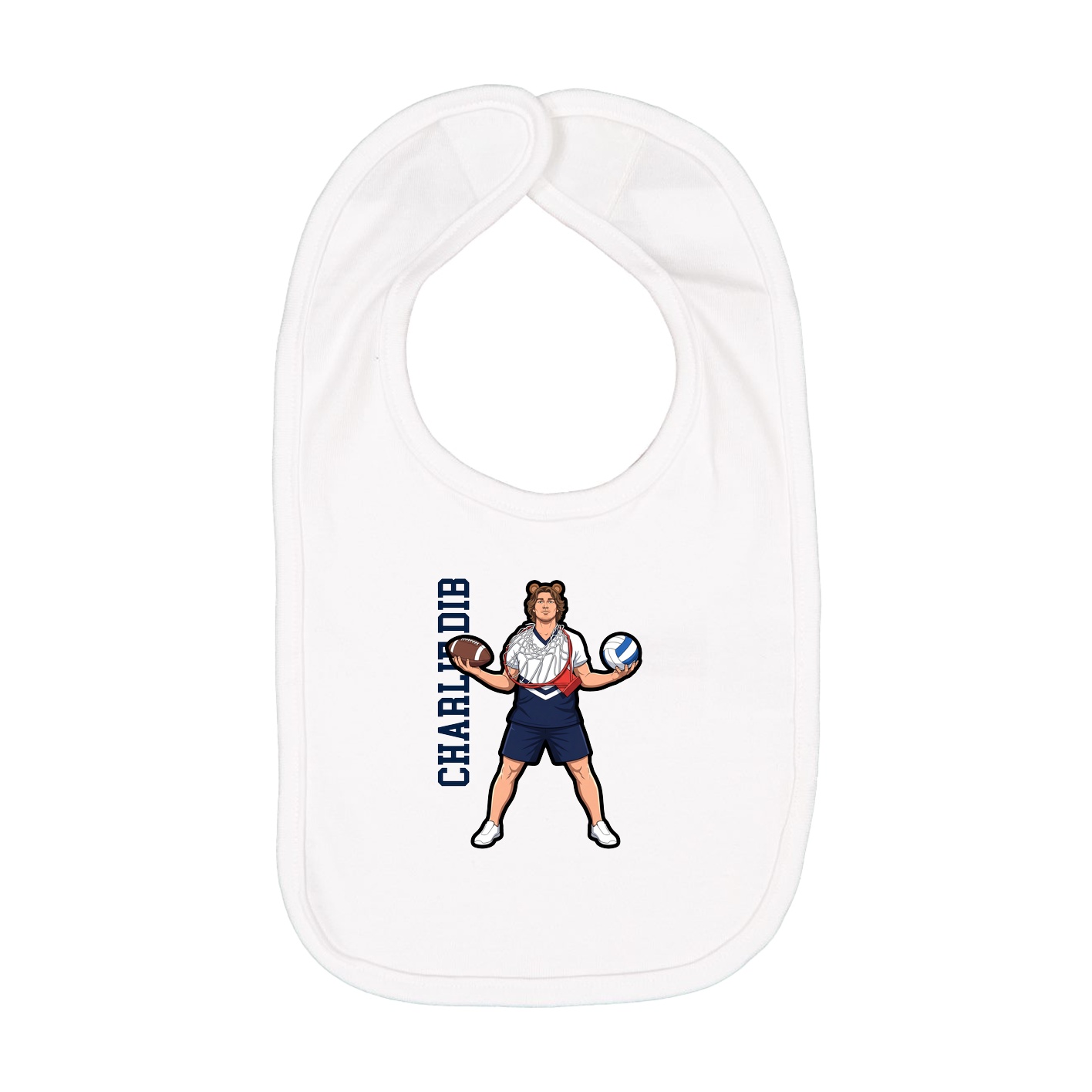 Infant Bib — Name Vertical in White