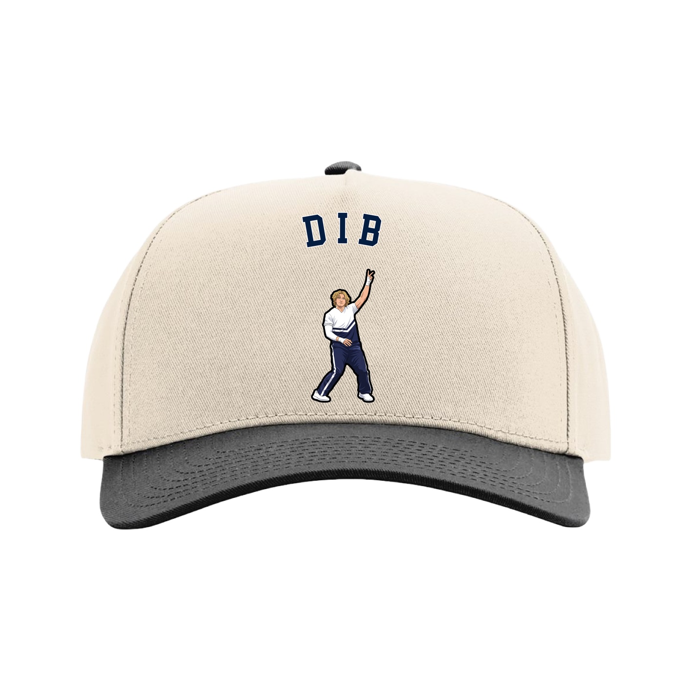 Full Fabric Five-Panel Champ Cap — Shirsey Arch in Cream/Black