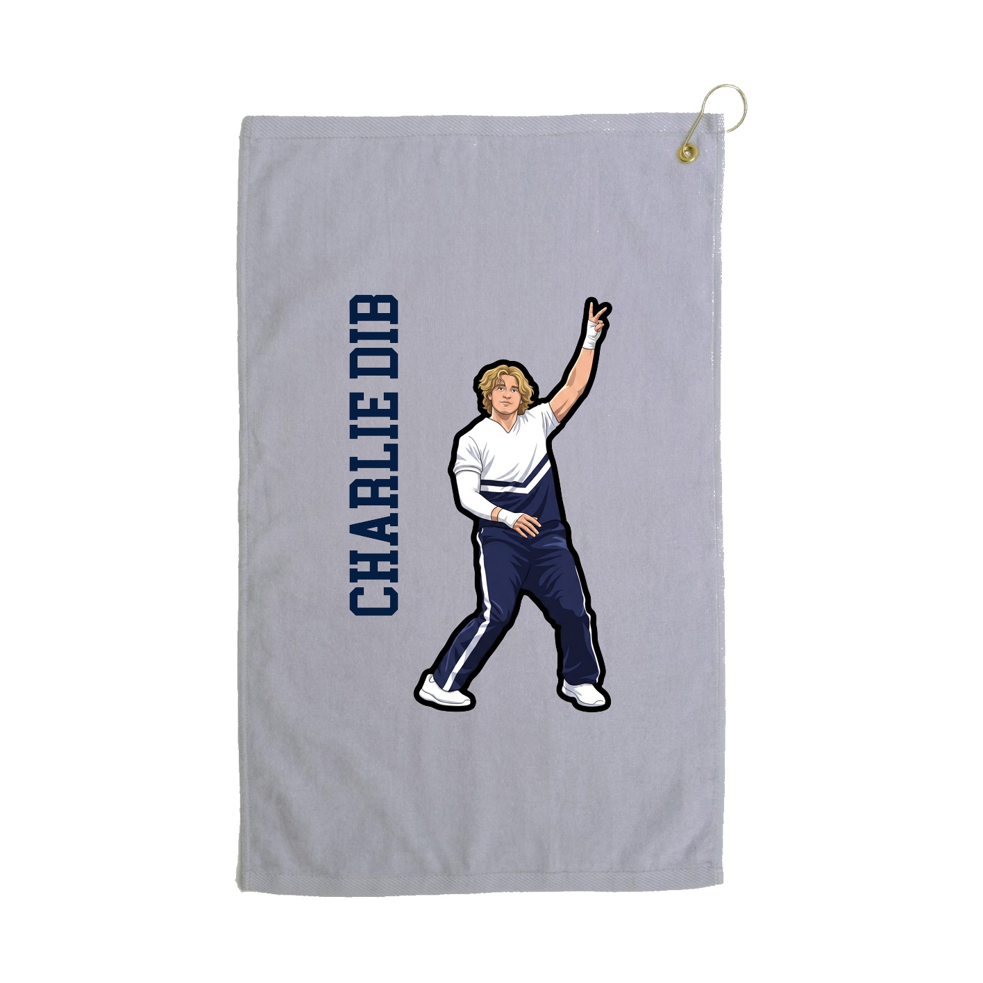 Golf Towel — Name Vertical in Grey