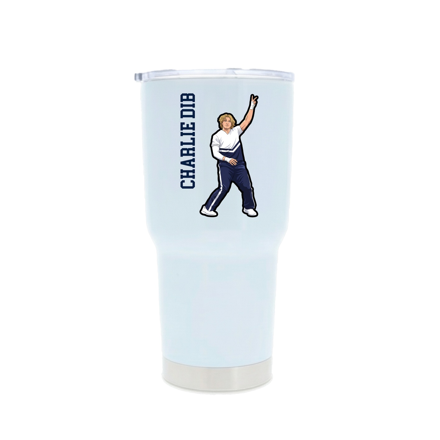 30oz Stainless Steel Tumbler — Name Vertical in White