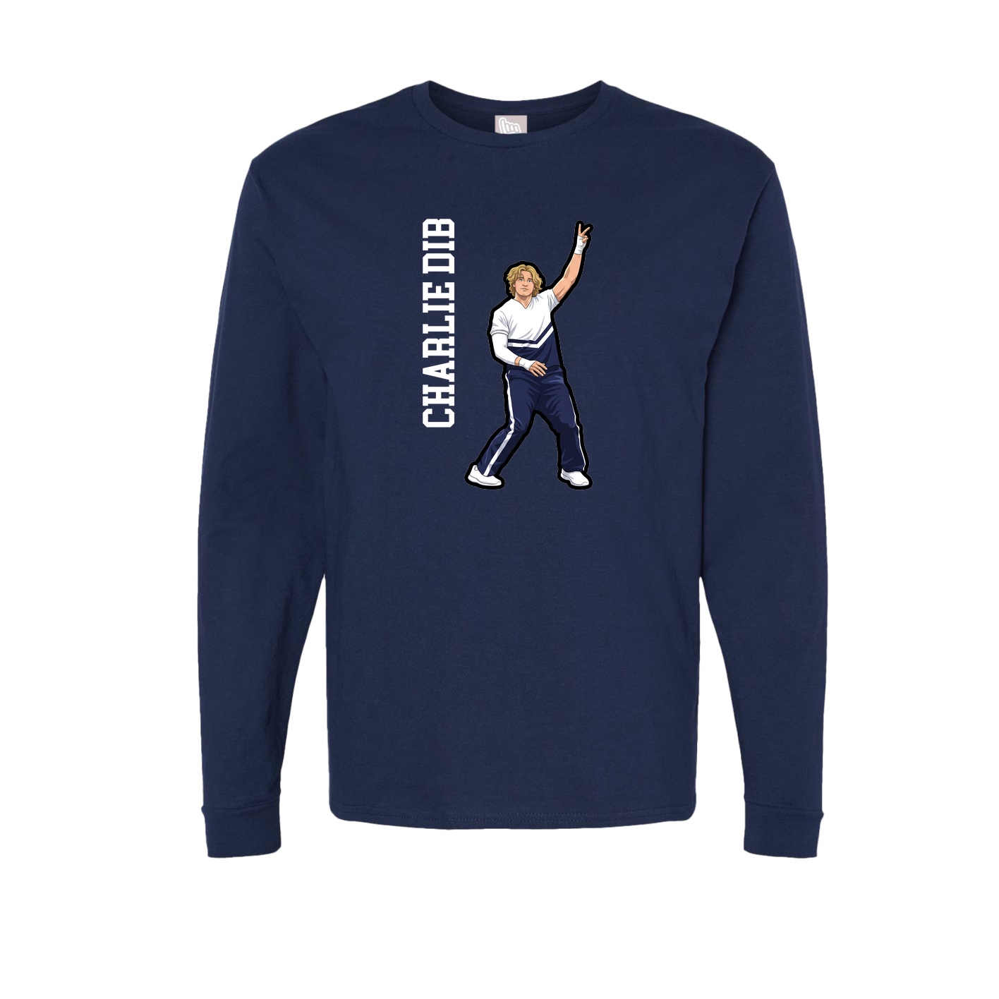 Long Sleeve Tee — Name Vertical in Navy