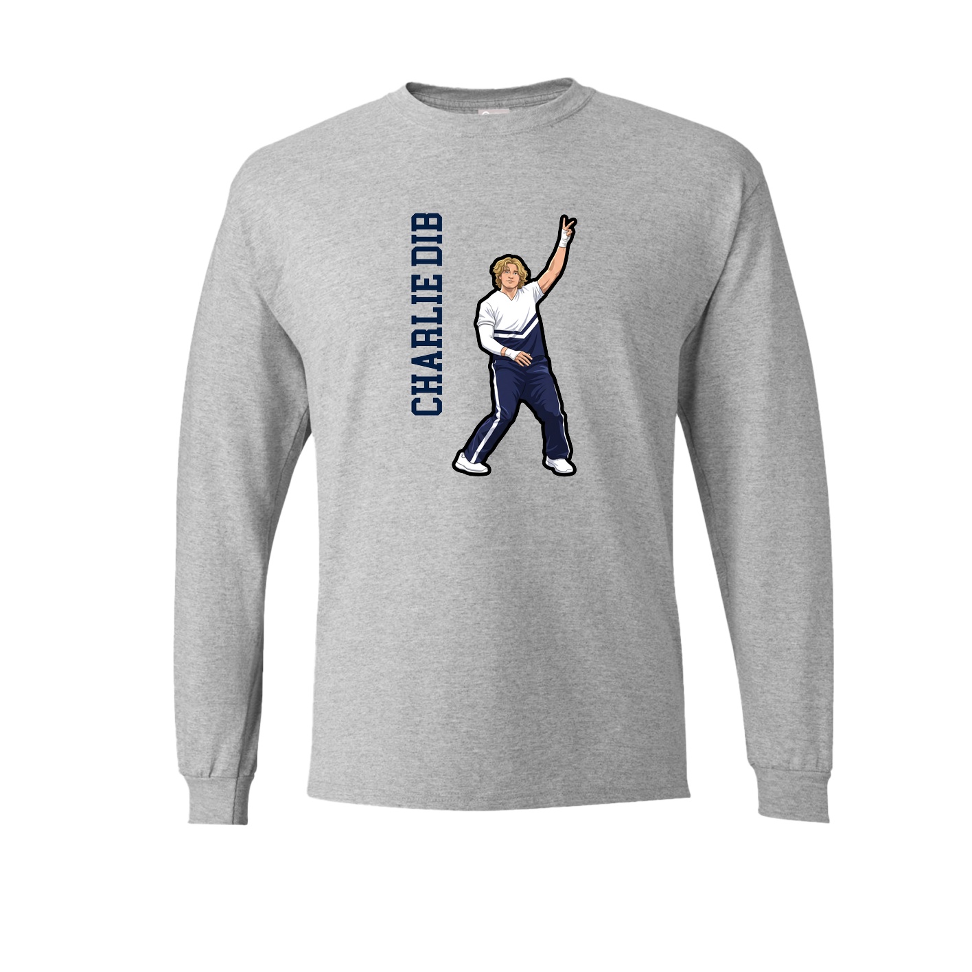 Long Sleeve Tee — Name Vertical in Grey