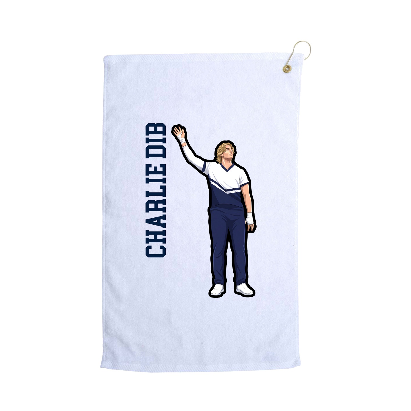 Golf Towel — Name Vertical in White