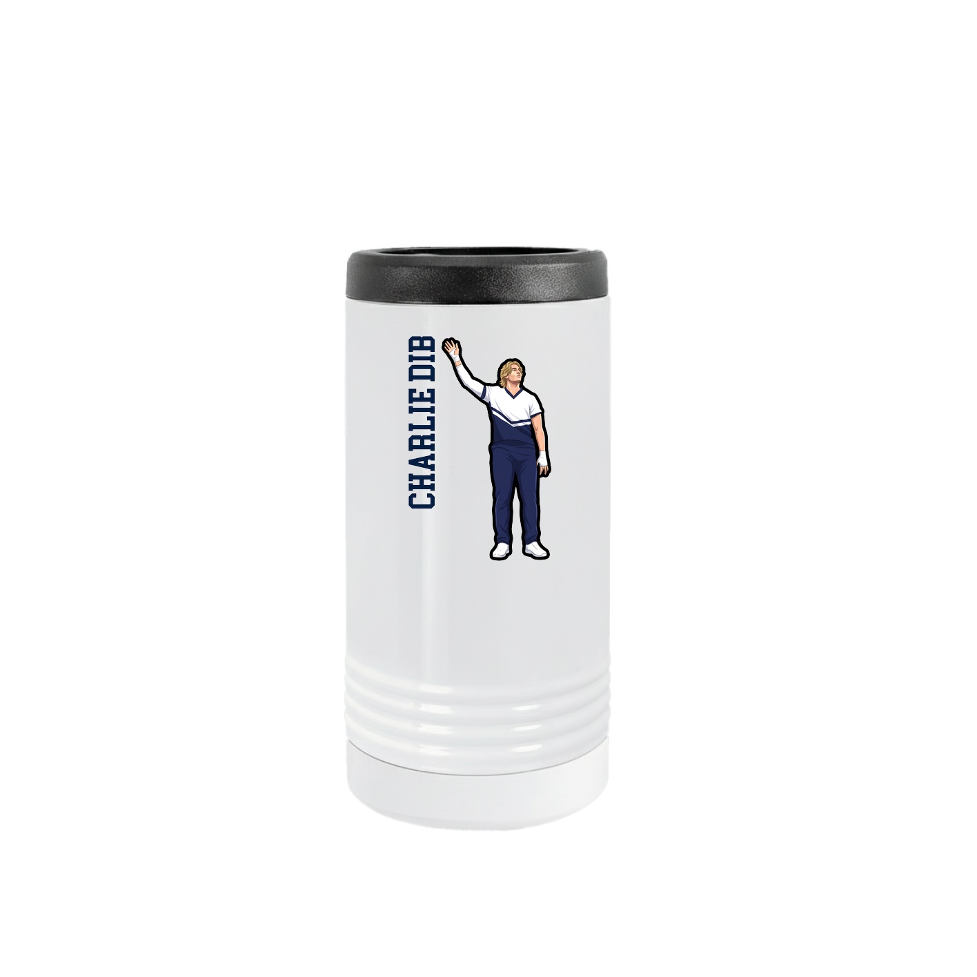 Slim Beverage Holder — Name Vertical in White