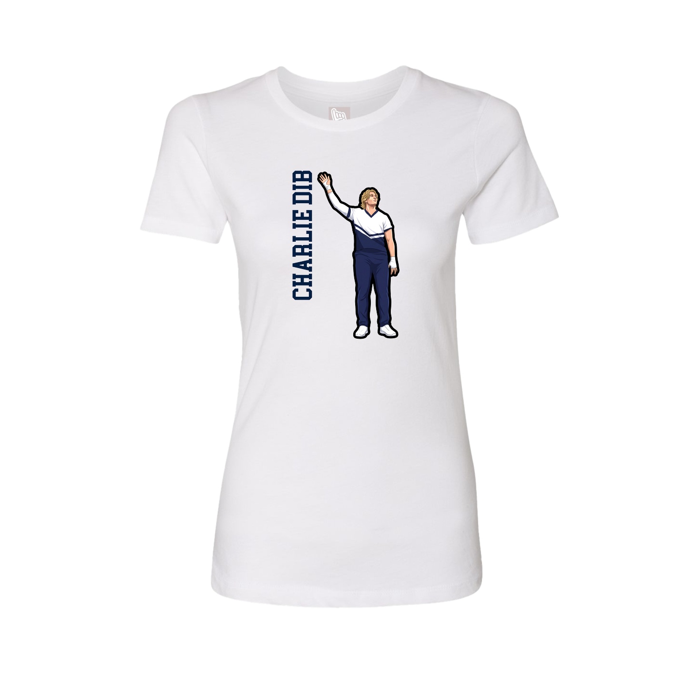 Womens Tee — Name Vertical in White