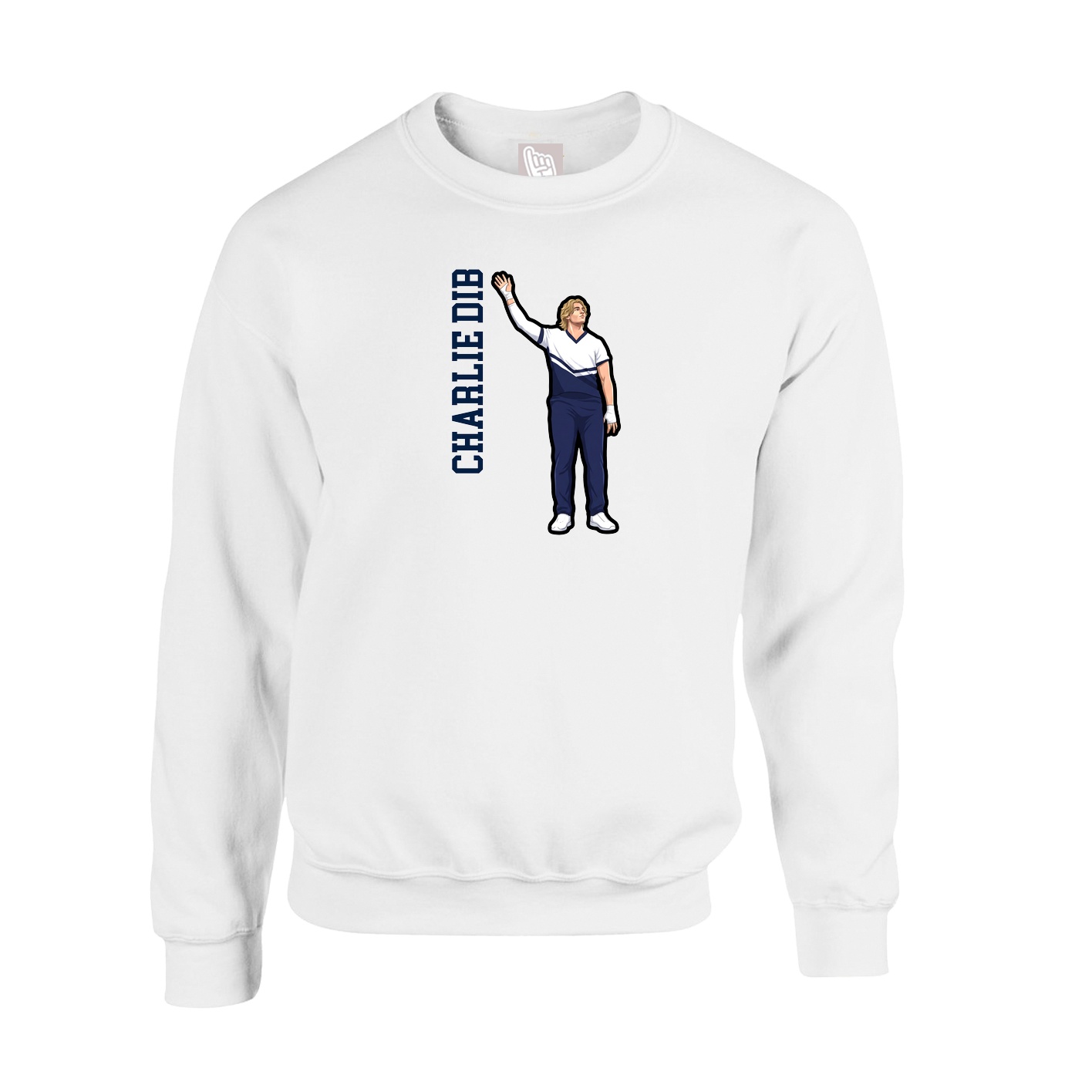 Fleece Crew — Name Vertical in White