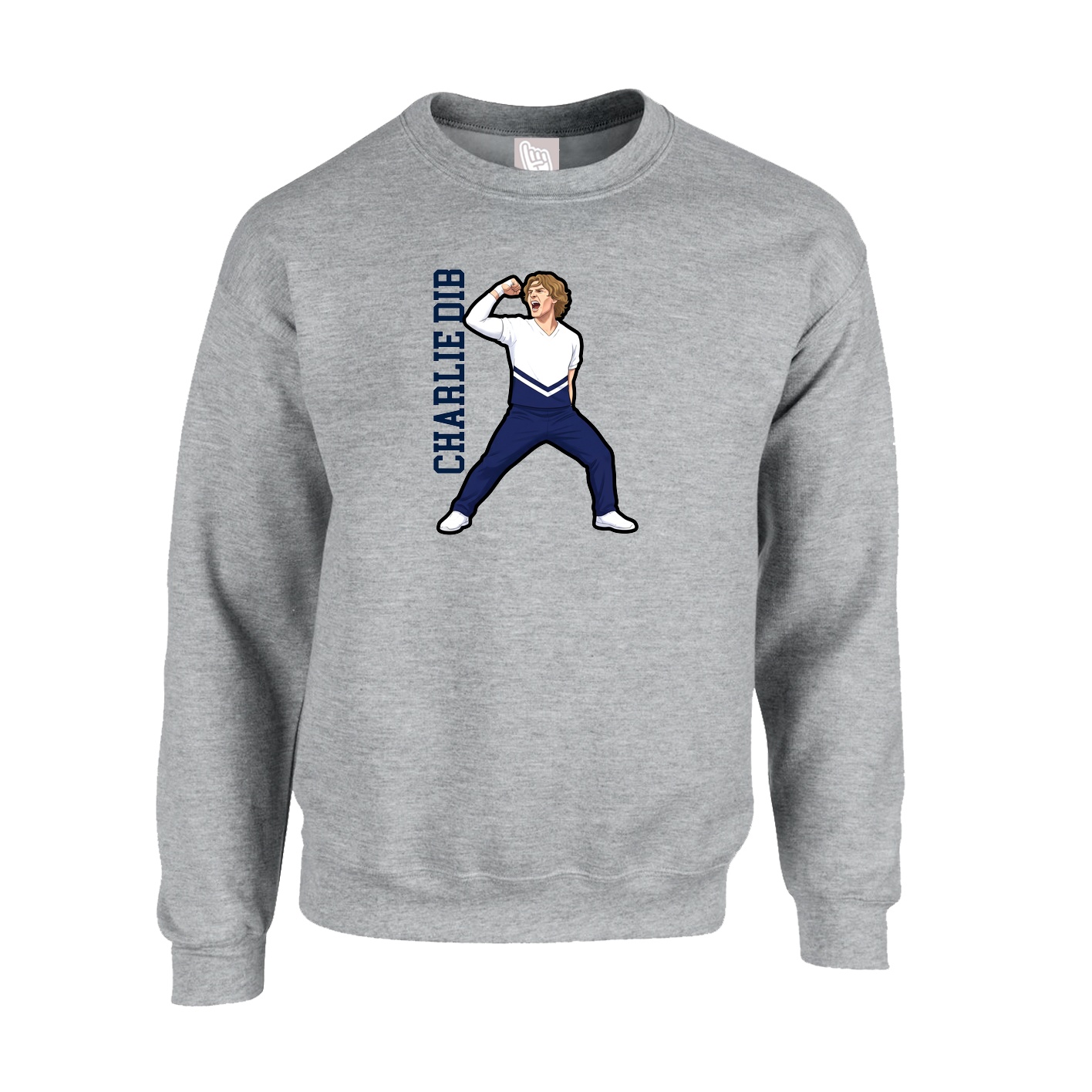 Fleece Crew — Name Vertical in Grey