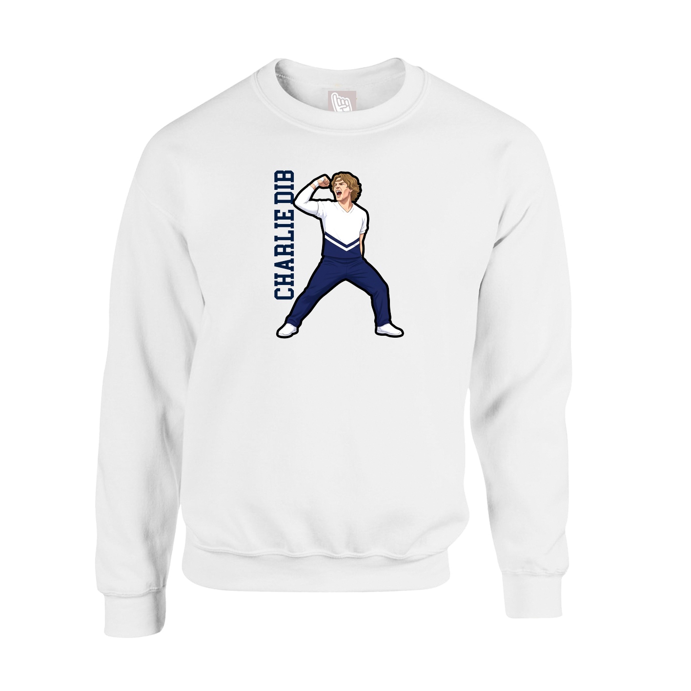 Fleece Crew — Name Vertical in White