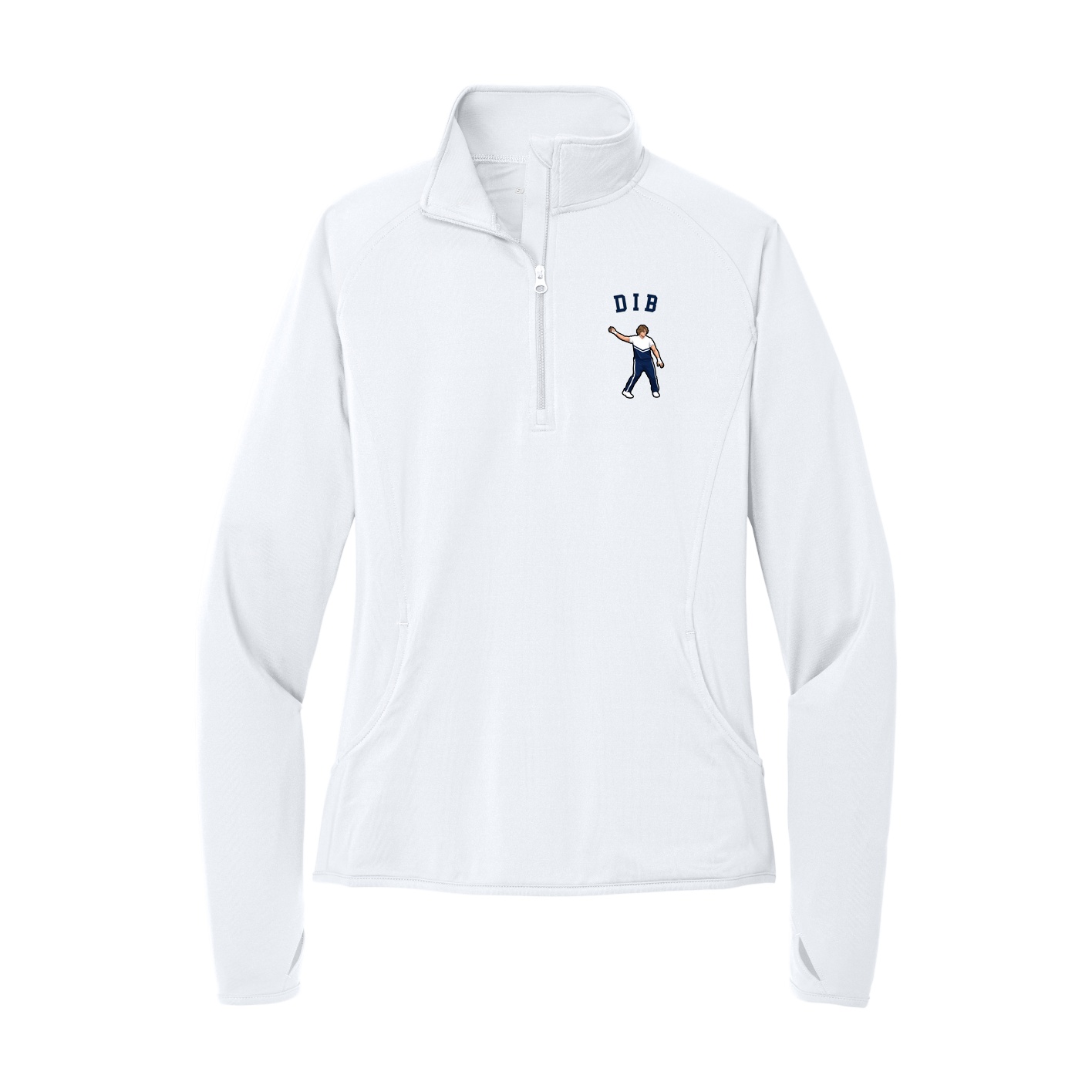 Women's Q-Zip Pullover — Shirsey Arch in White