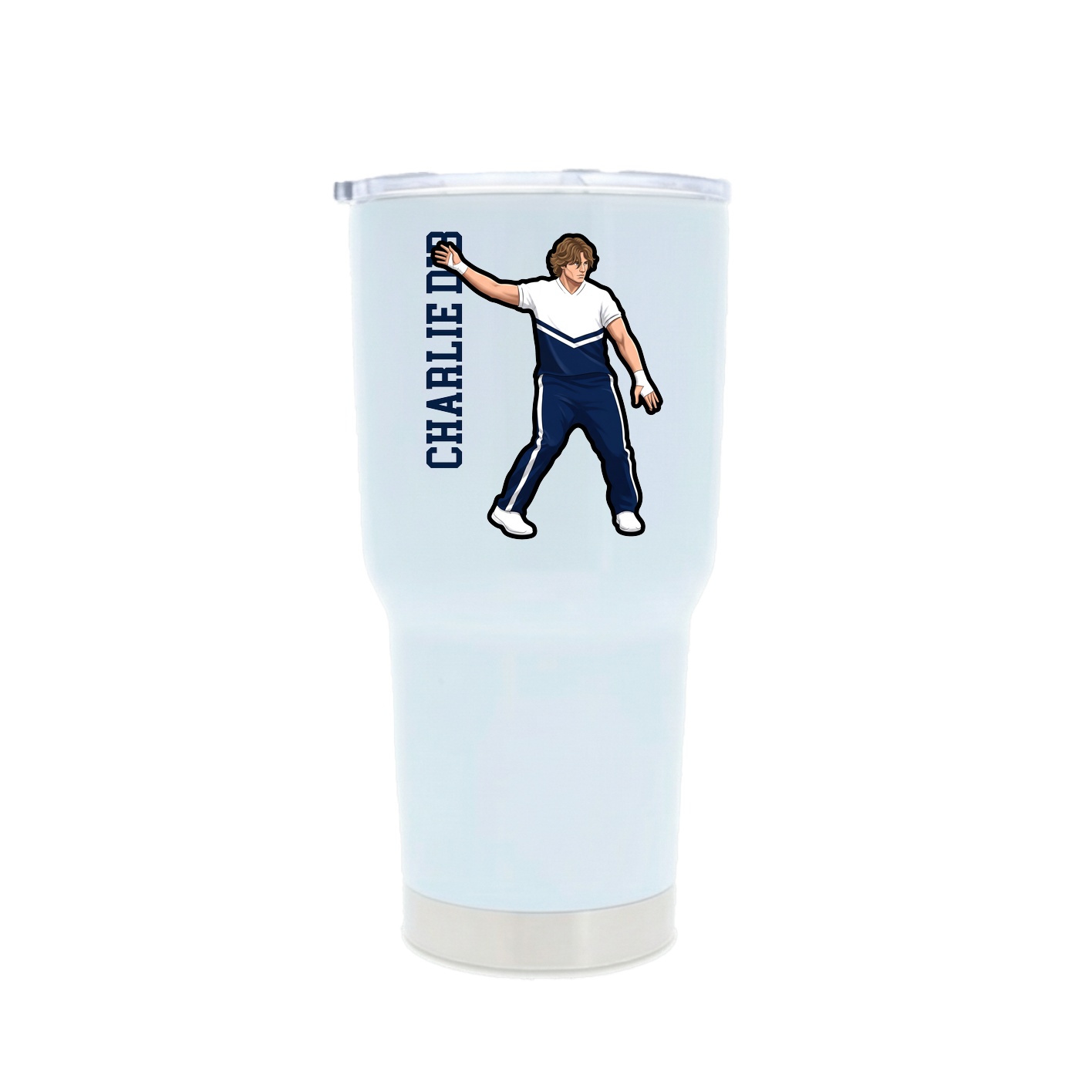 30oz Stainless Steel Tumbler — Name Vertical in White