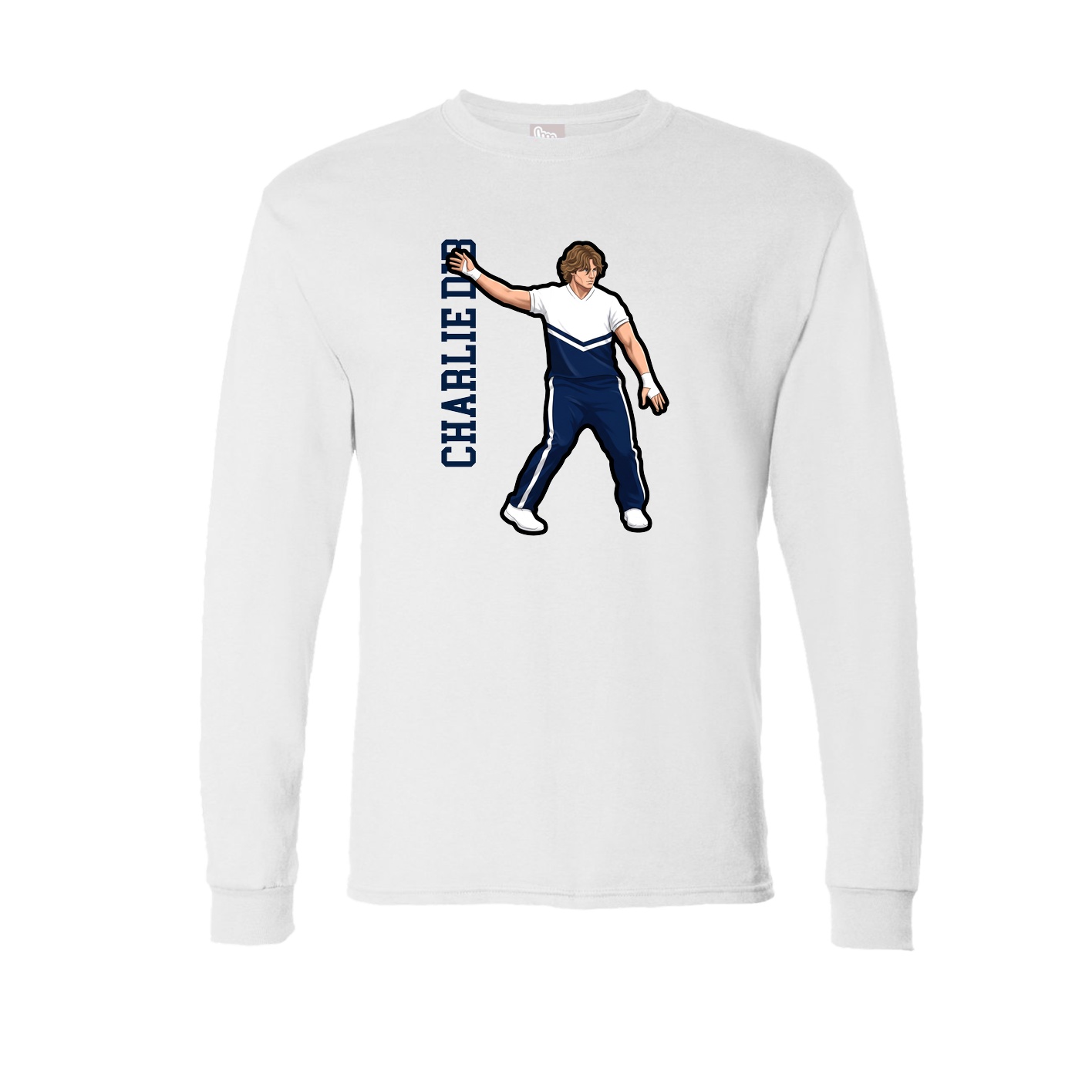 Long Sleeve Tee — Name Vertical in White