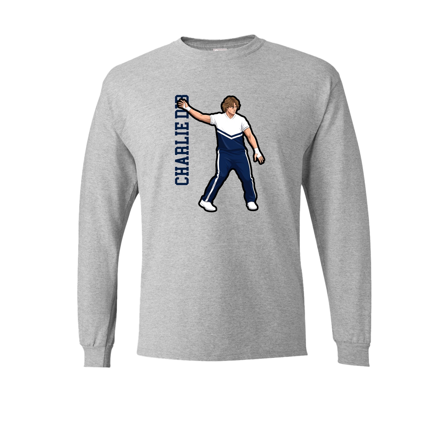 Long Sleeve Tee — Name Vertical in Grey