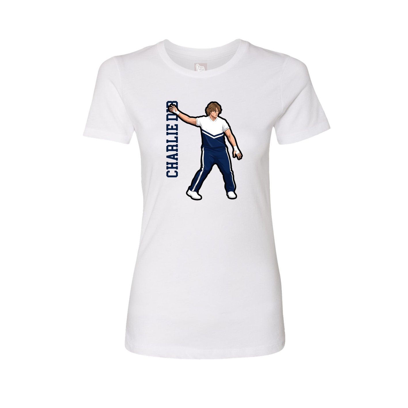 Fitted Women's Tee — Name Vertical in White