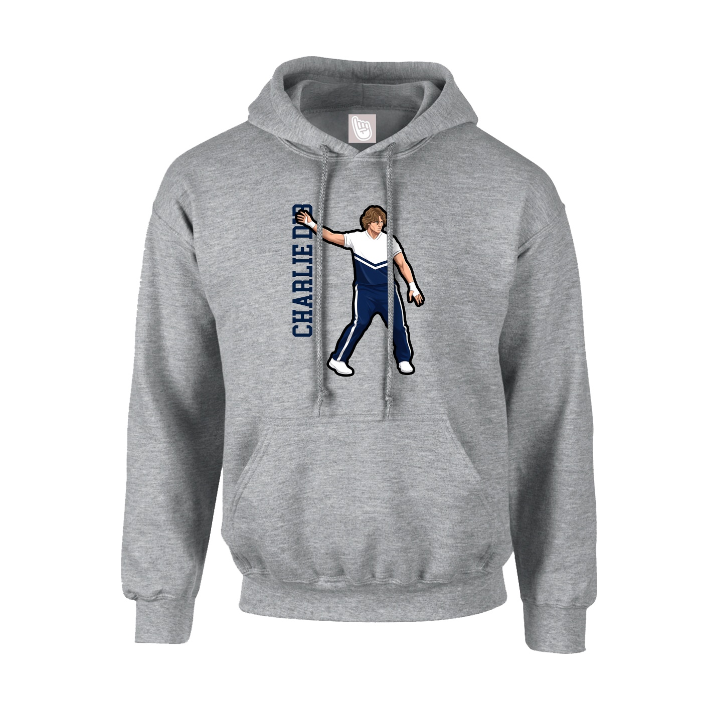Hoodie — Name Vertical in Grey