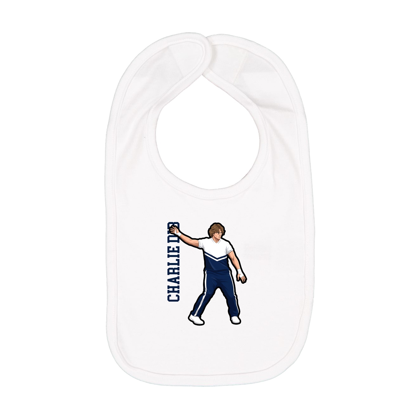 Infant Bib — Name Vertical in White