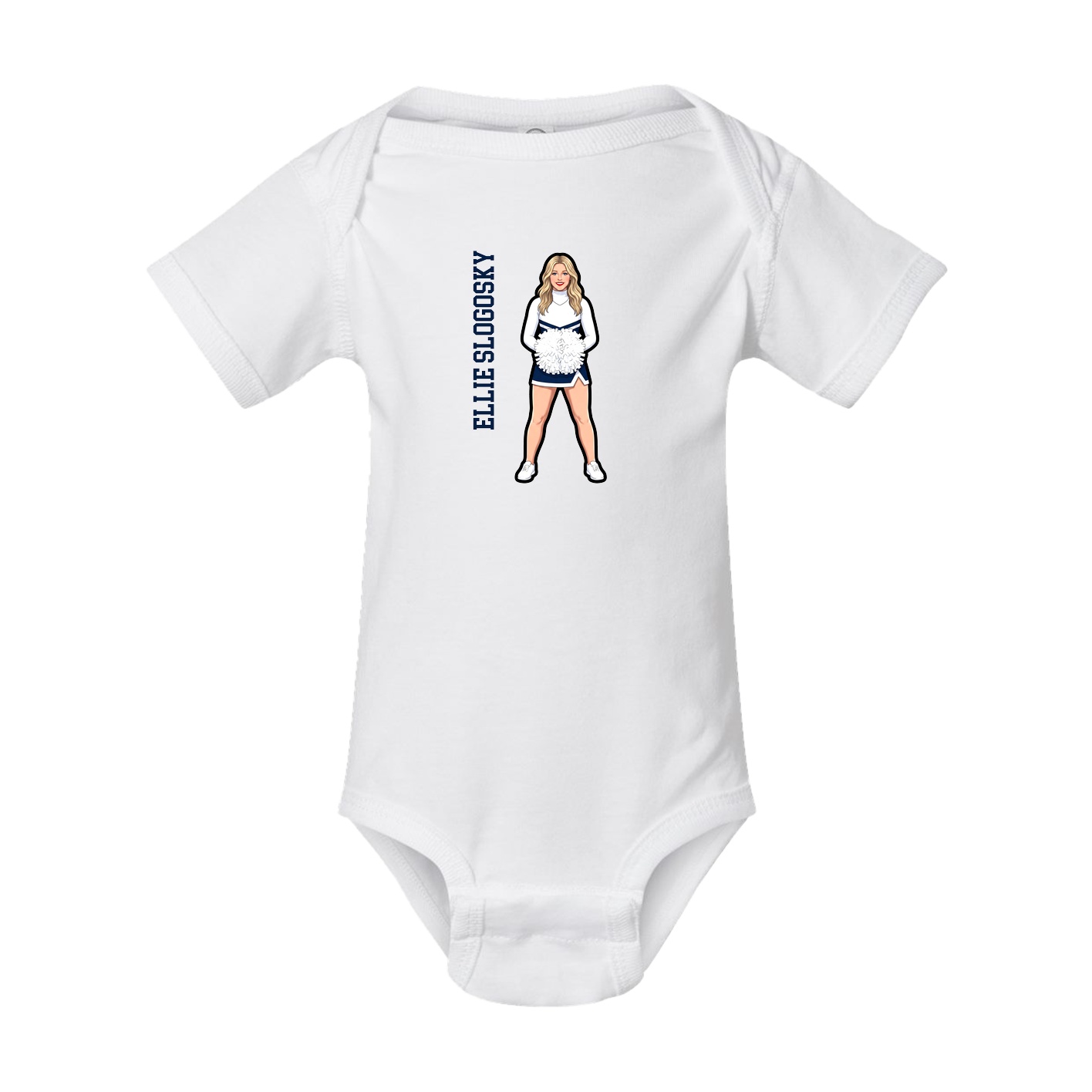 Baby Onesie — Name Vertical in White