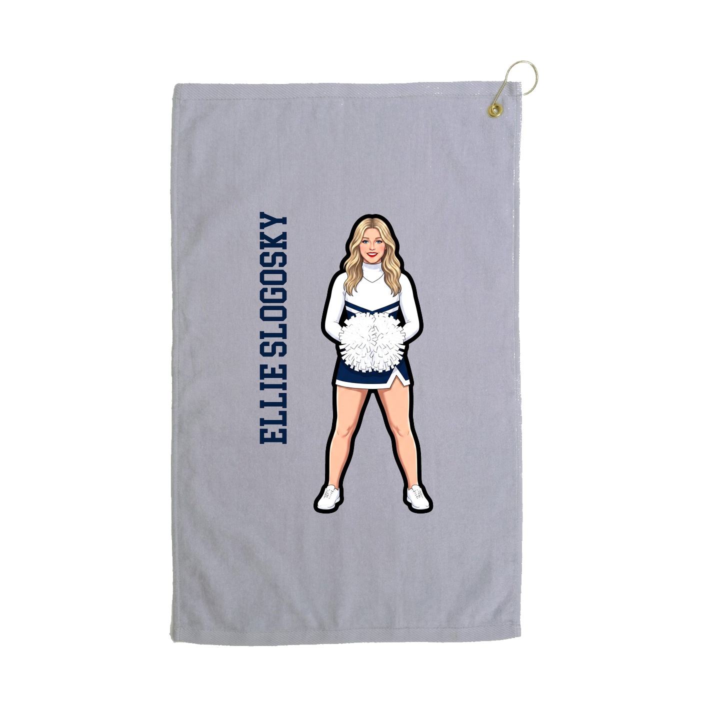Golf Towel — Name Vertical in Grey