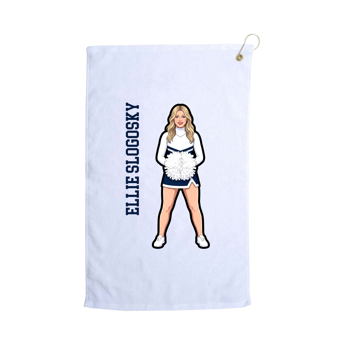 Golf Towel — Name Vertical in White