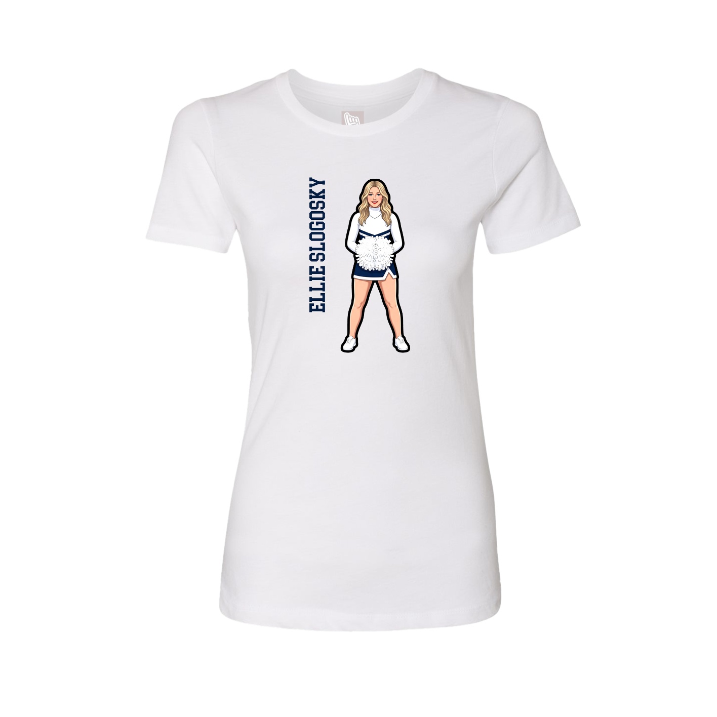 Fitted Women's Tee — Name Vertical in White
