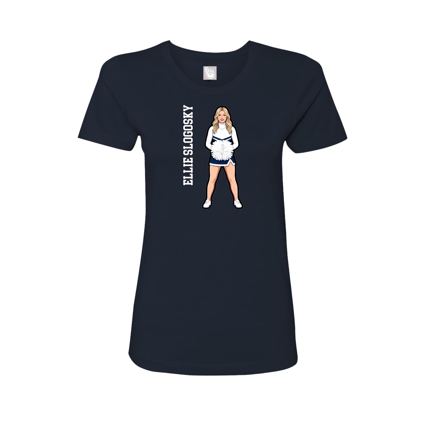 Womens Tee — Name Vertical in Navy