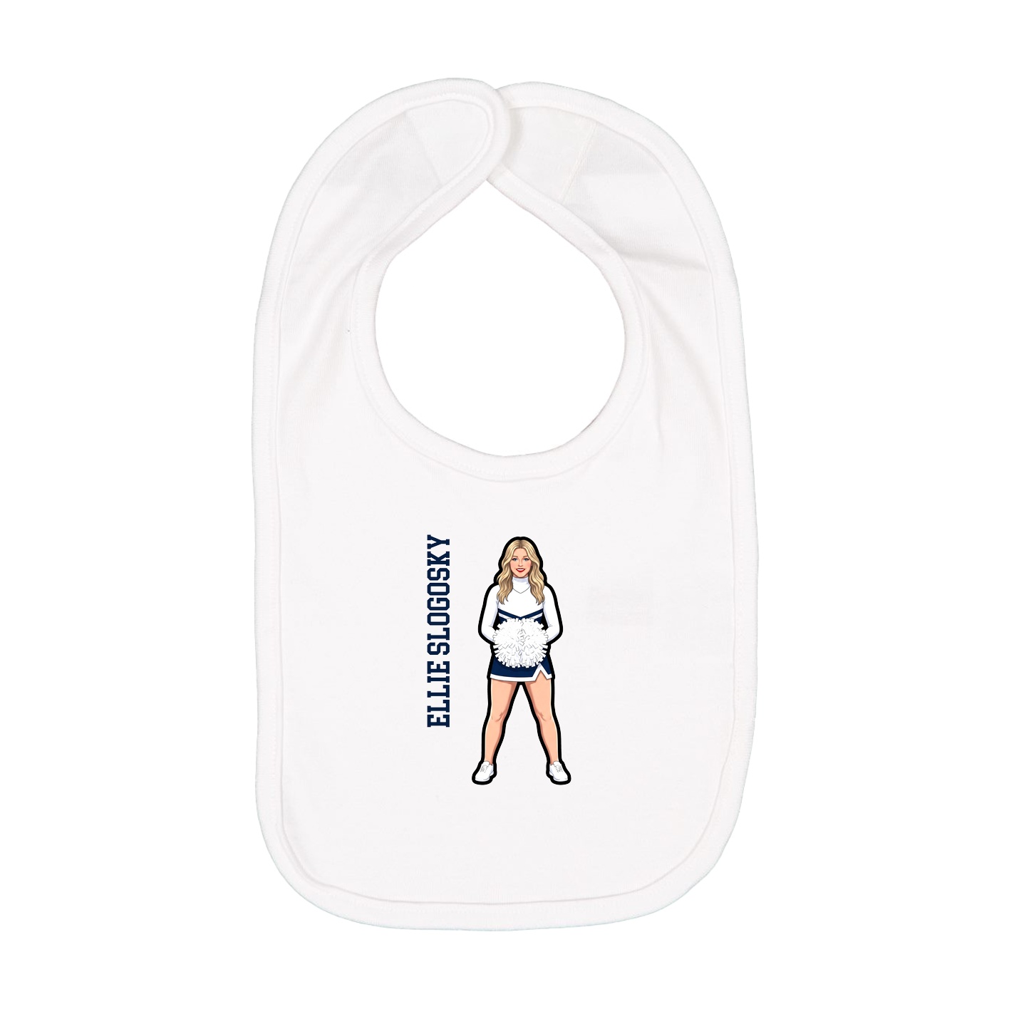 Infant Bib — Name Vertical in White