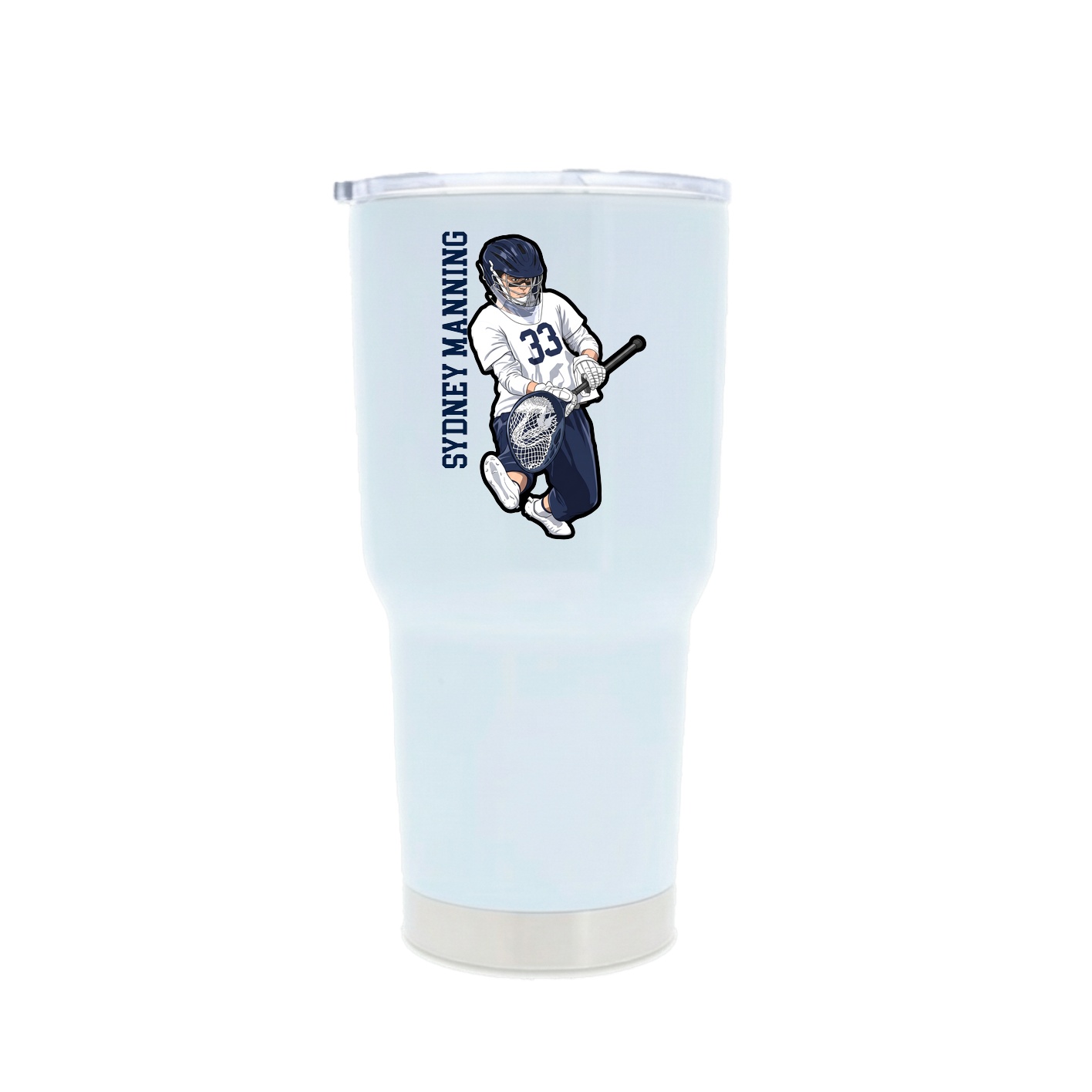 30oz Stainless Steel Tumbler — Name Vertical in White