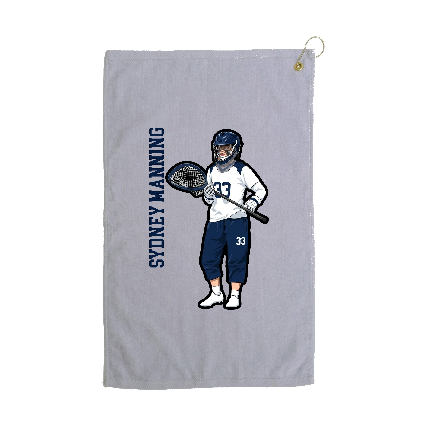 Golf Towel — Name Vertical in Grey