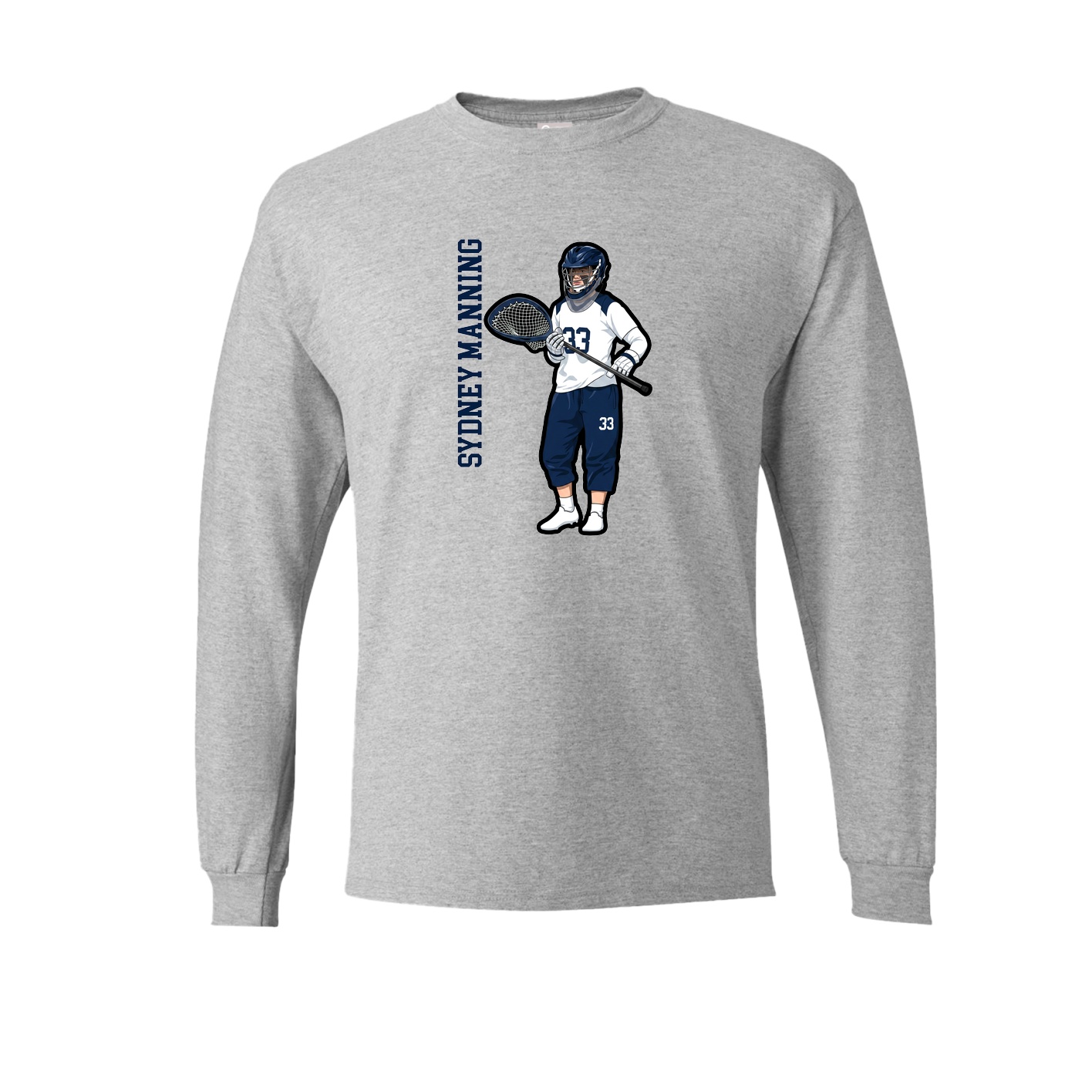 Long Sleeve Tee — Name Vertical in Grey
