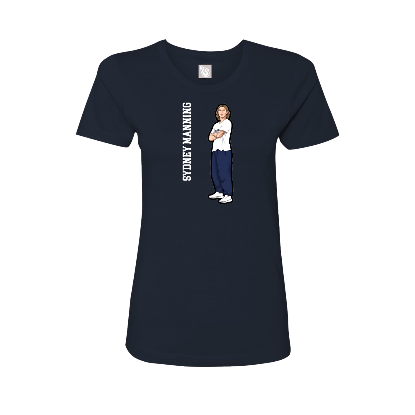 Fitted Women's Tee — Name Vertical in Navy