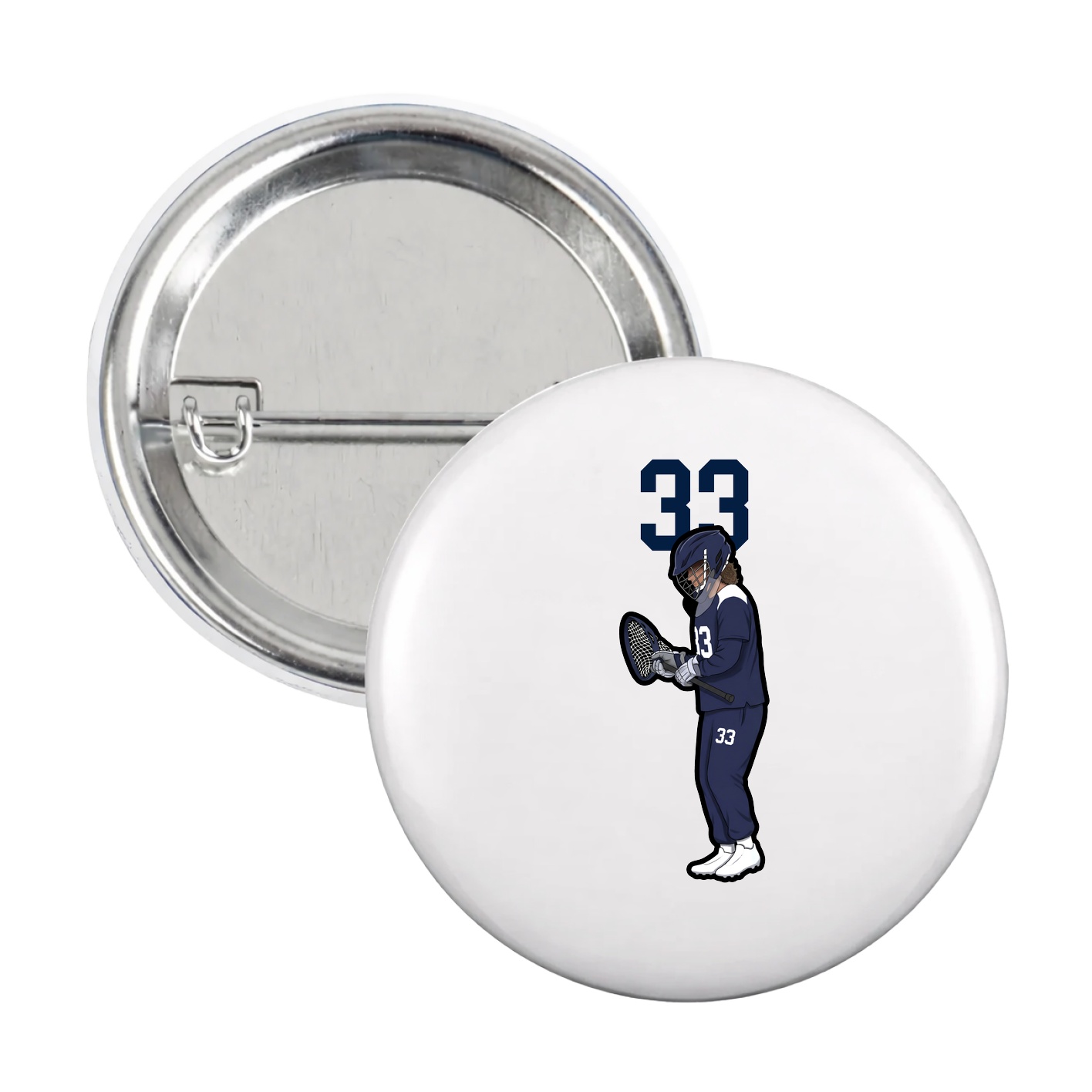 Game Day Button — Number Top in White