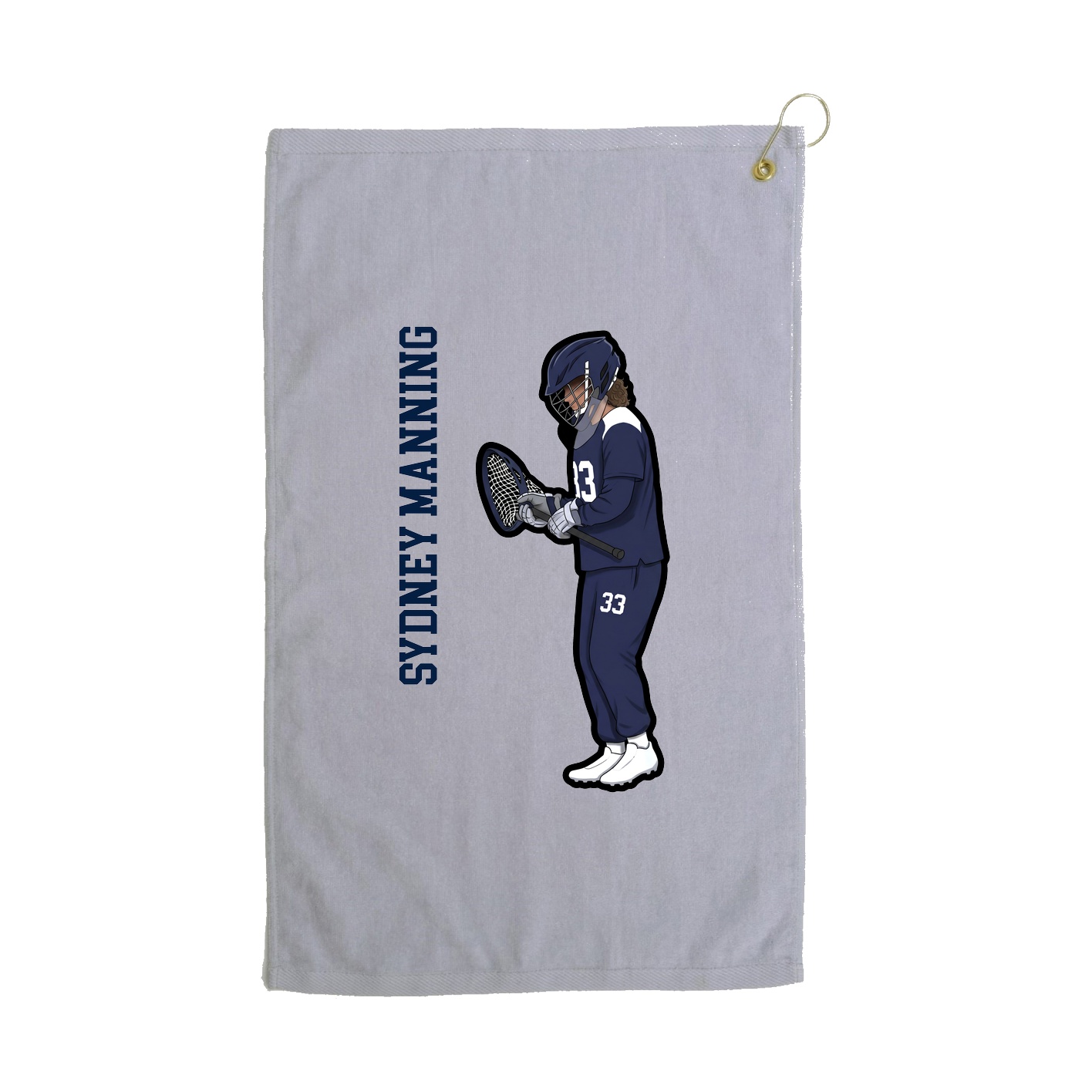 Golf Towel — Name Vertical in Grey