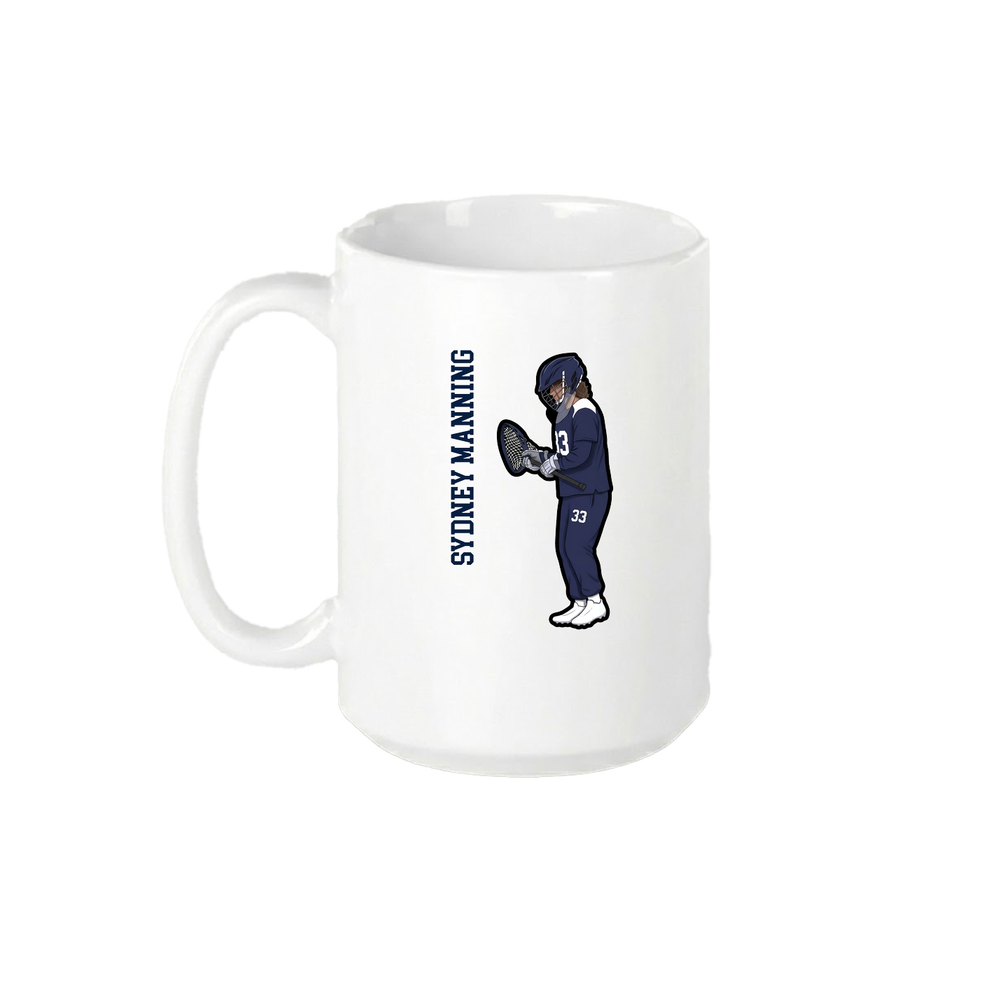 15oz Coffee Mug — Name Vertical in White