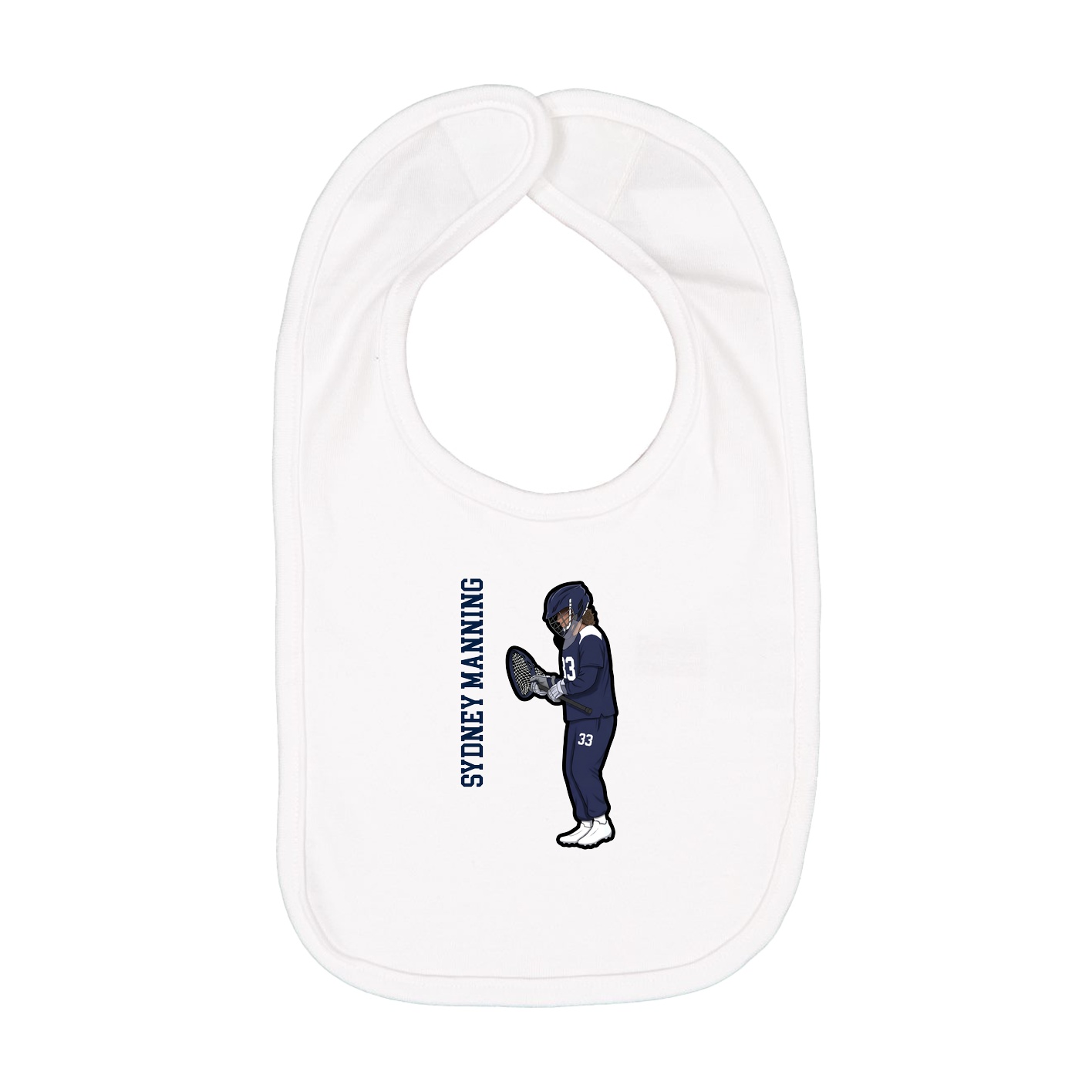 Infant Bib — Name Vertical in White