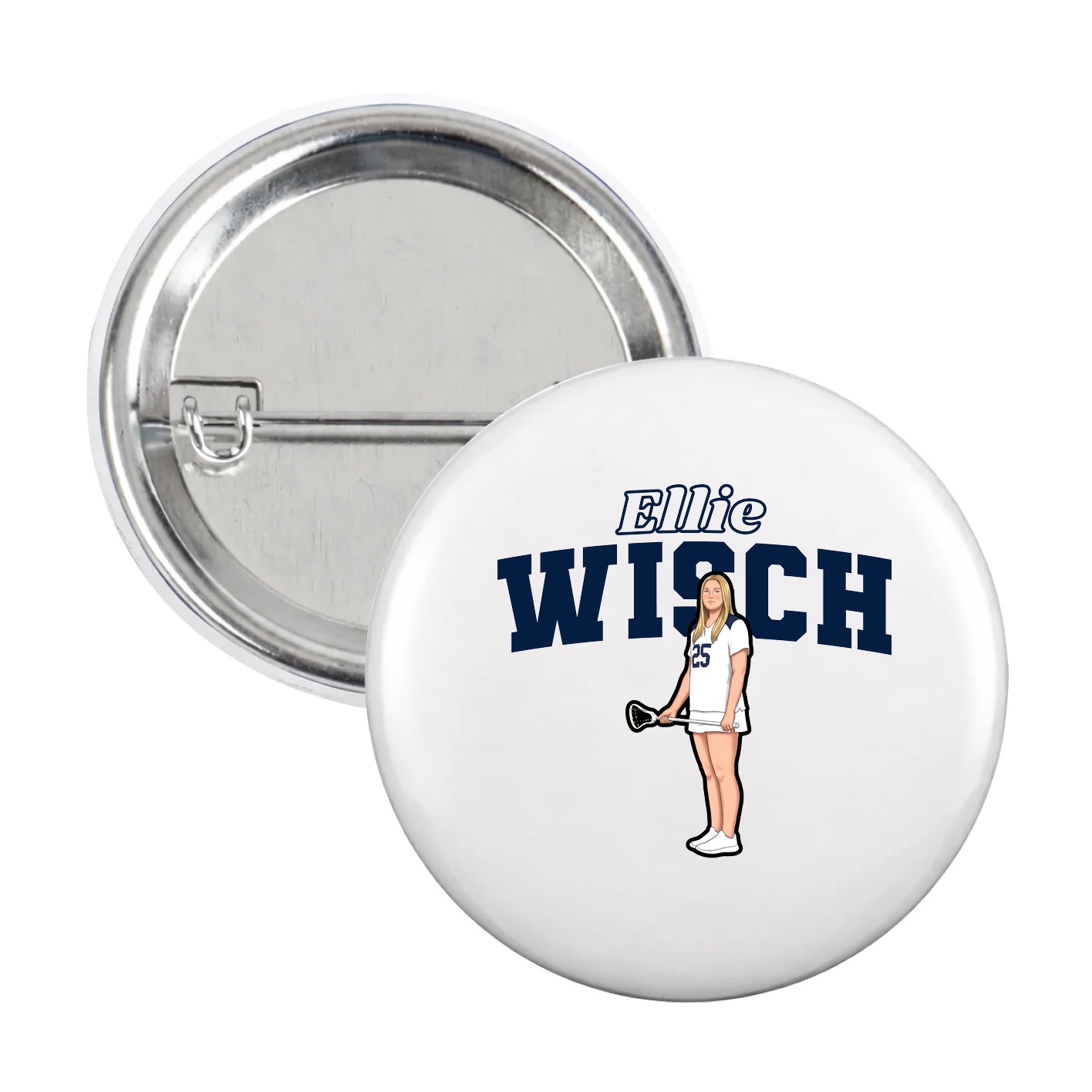 Game Day Button — Name Arch in White