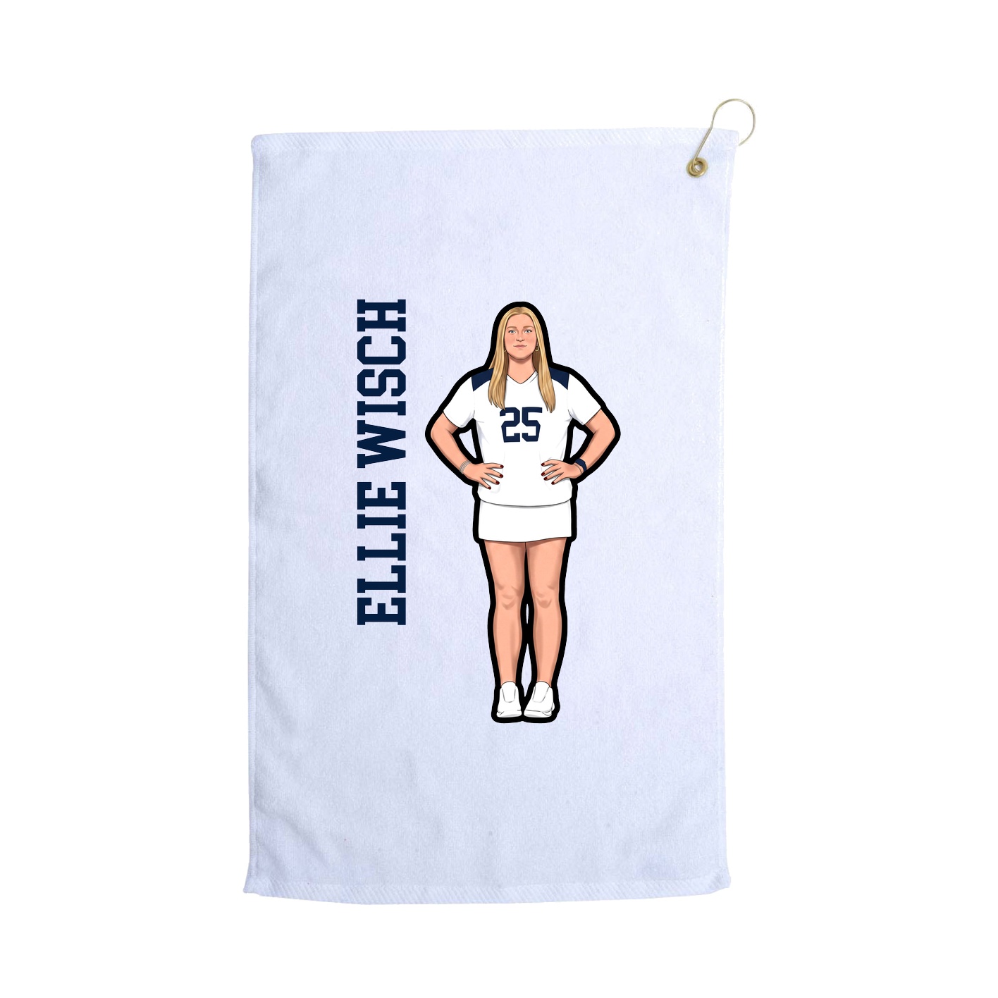 Golf Towel — Name Vertical in White