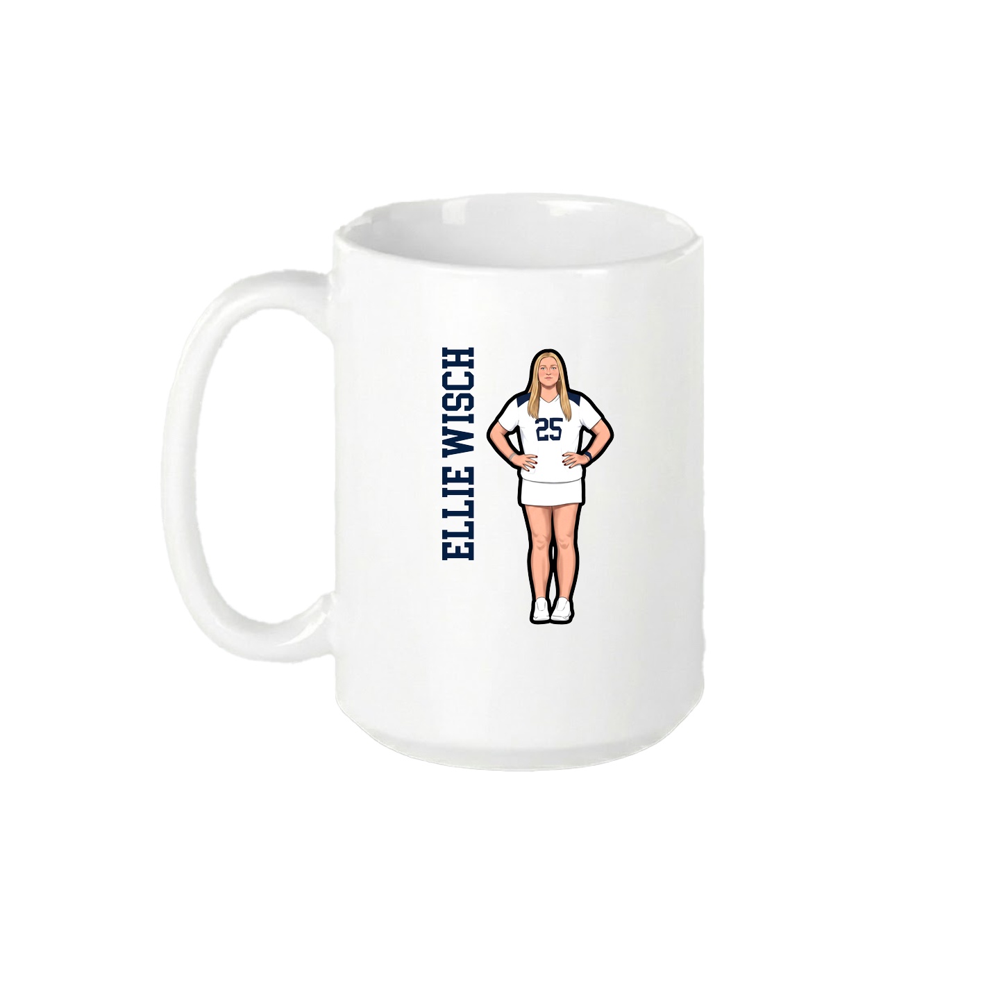 15oz Coffee Mug — Name Vertical in White