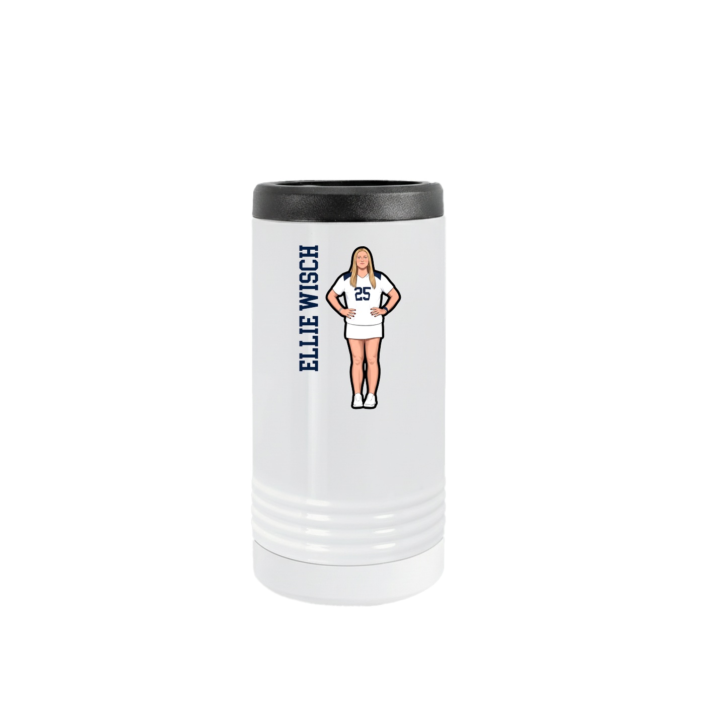 Slim Beverage Holder — Name Vertical in White