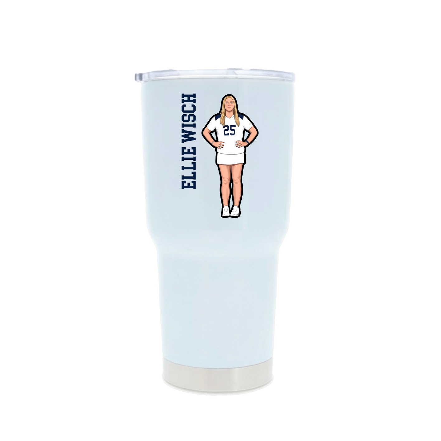 30oz Stainless Steel Tumbler — Name Vertical in White