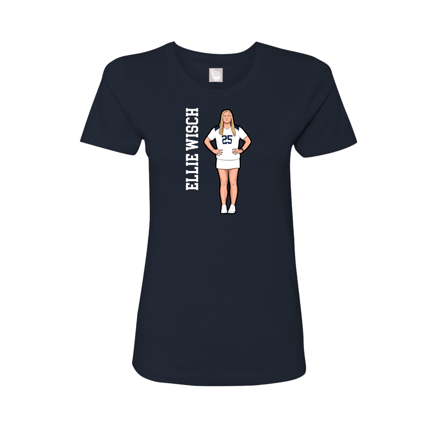 Fitted Women's Tee — Name Vertical in Navy