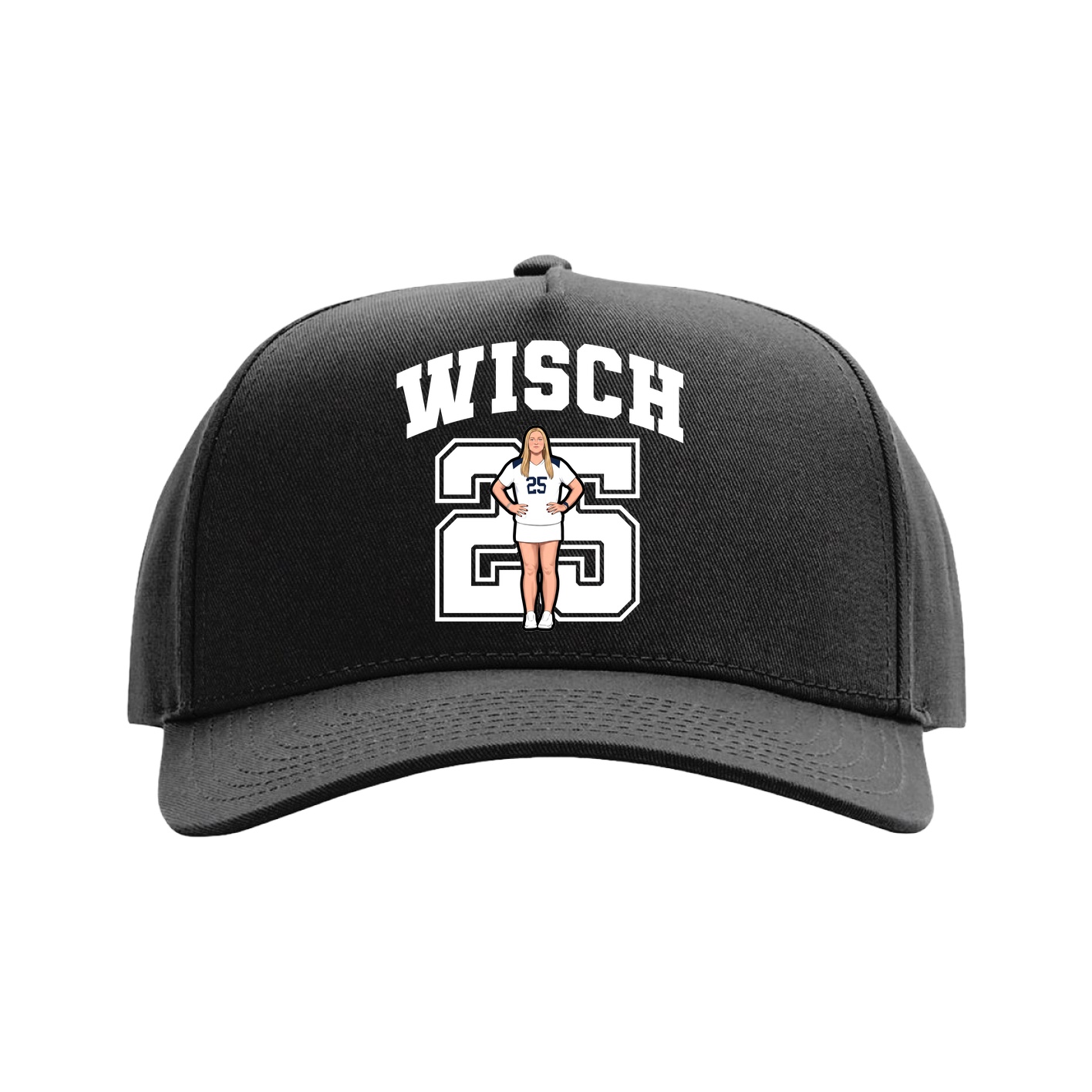 Full Fabric Five-Panel Champ Cap — Number in Black