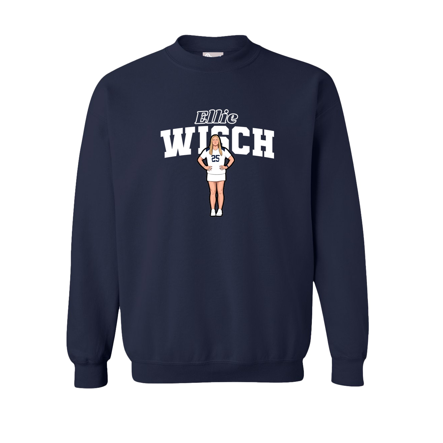 Fleece Crew — Name Arch in Navy