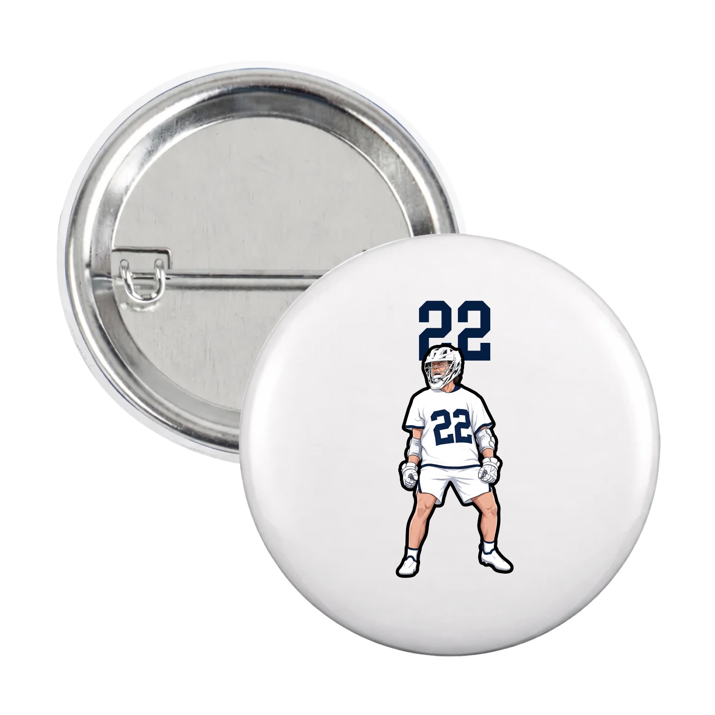 Game Day Button — Number Top in White