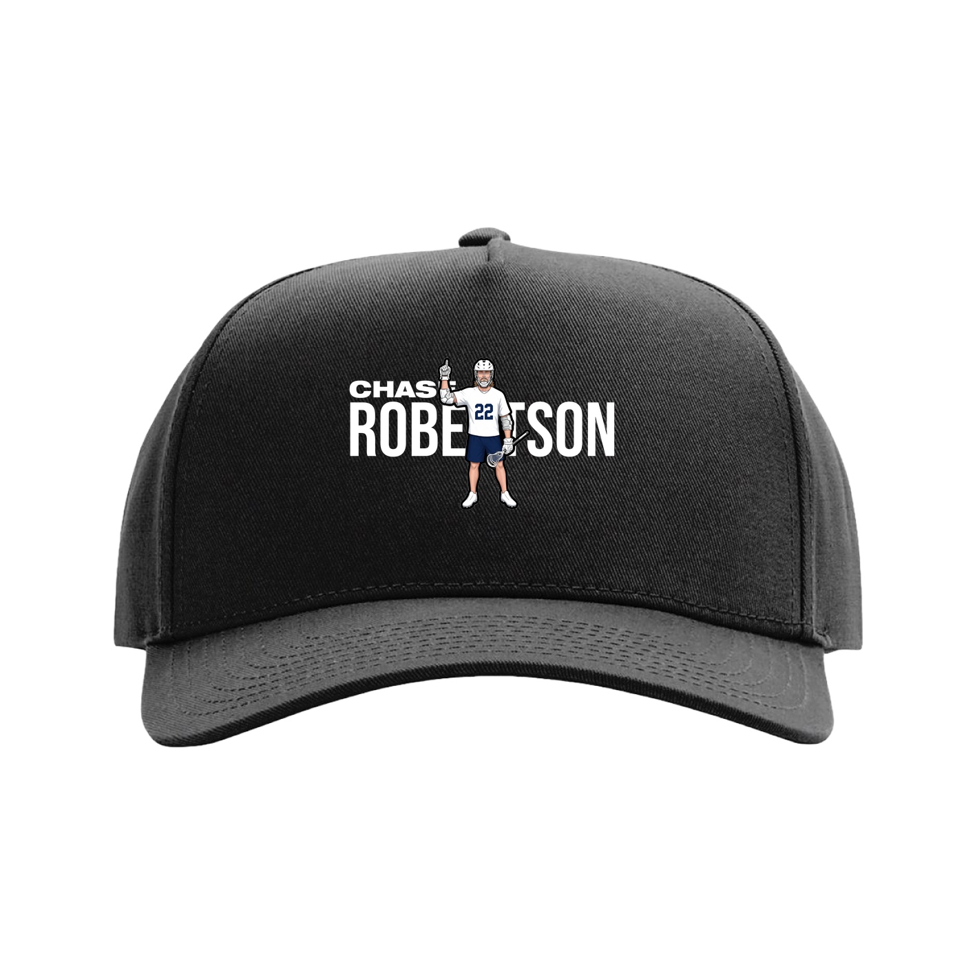 Full Fabric Five-Panel Champ Cap — Player Name in Black
