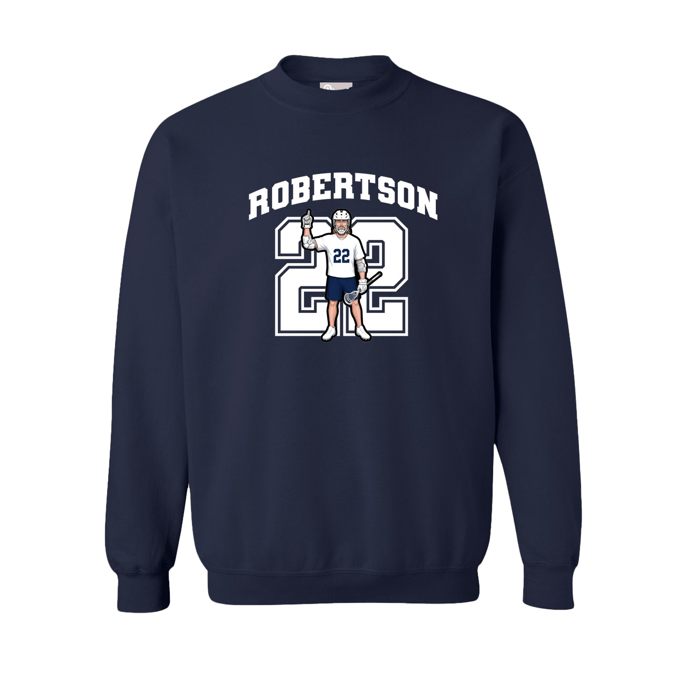 Fleece Crew — Number in Navy
