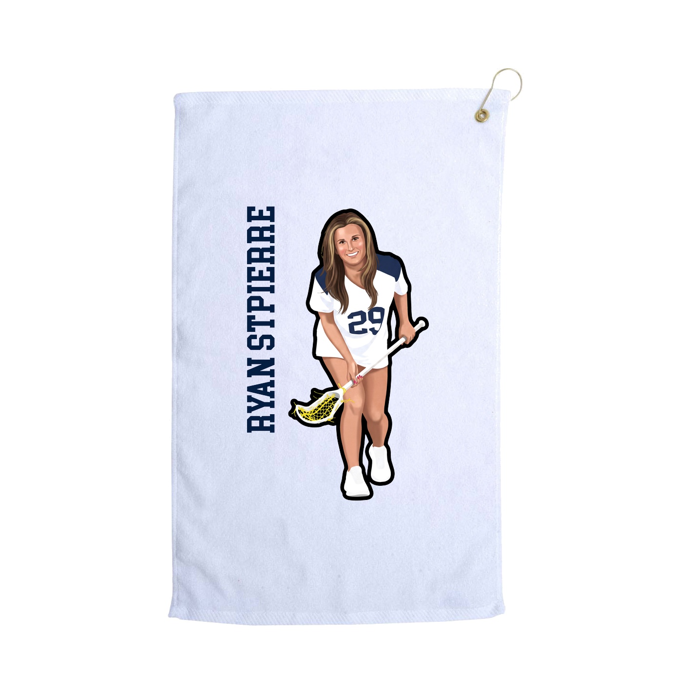 Golf Towel — Name Vertical in White