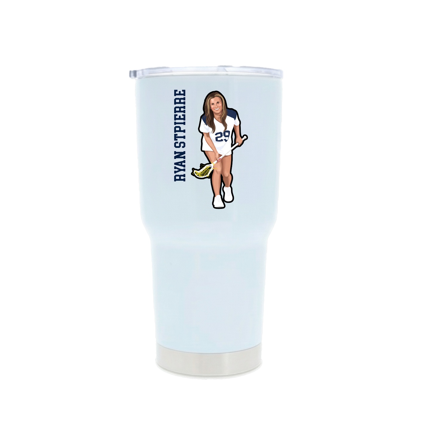 30oz Stainless Steel Tumbler — Name Vertical in White