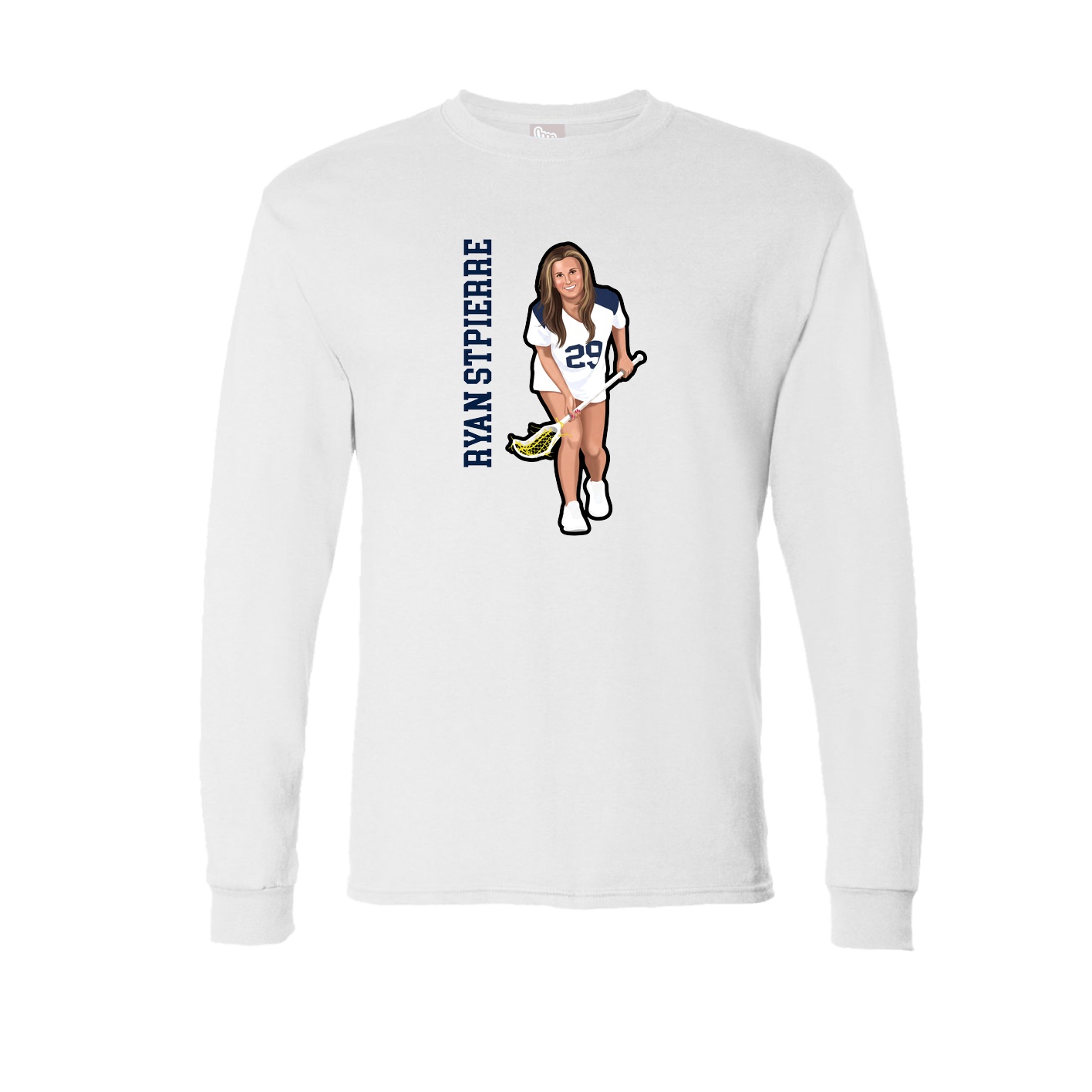 Long Sleeve Tee — Name Vertical in White