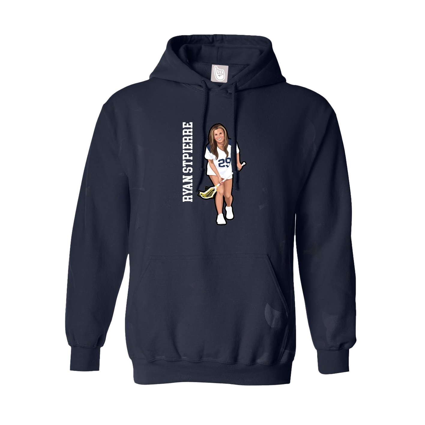 Hoodie — Name Vertical in Navy